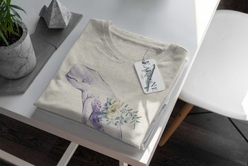 Sinus Art T-Shirt Herren Shirt 100% gekämmte Bio-Baumwolle T-Shirt Beluga Weißwal Wasserfarben Motiv Nachhaltig Ökomo (1-tlg)