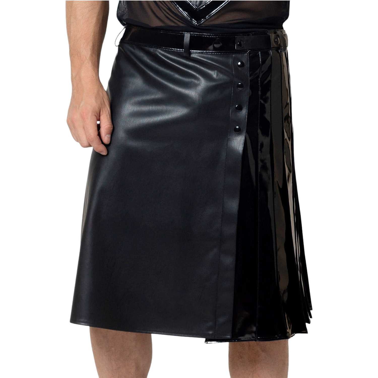 Patrice Catanzaro Faltenrock Ingvald Kilt Kunstleder mit Falteneinsatz