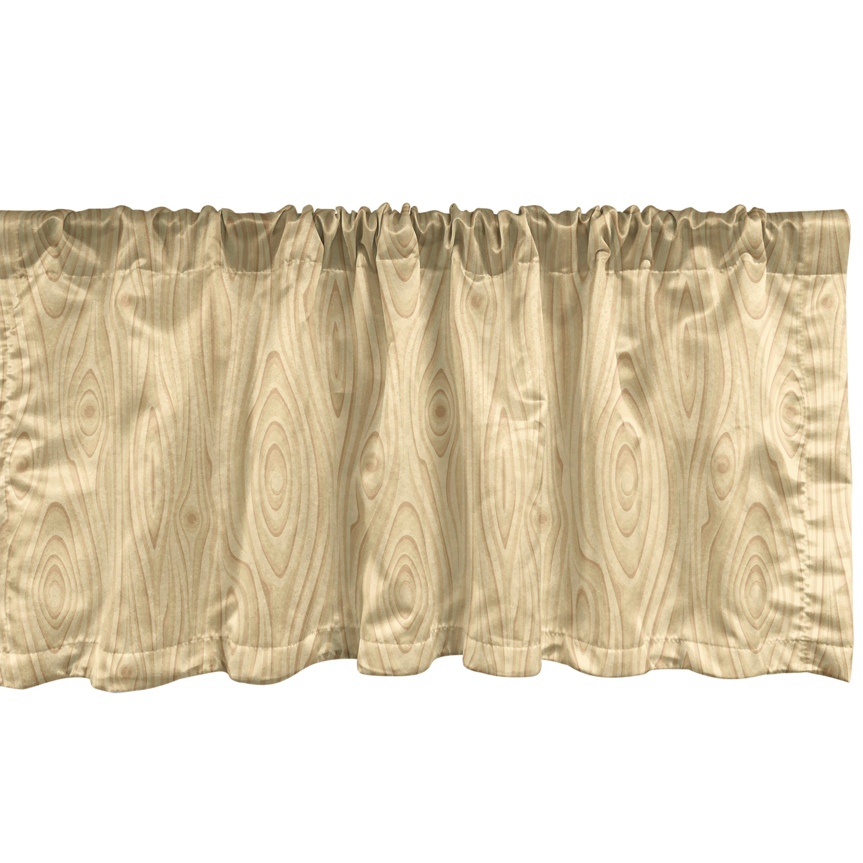 Scheibengardine Vorhang Volant für Küche Schlafzimmer Dekor mit Stangentasche, Abakuhaus, Microfaser, Beige Hölzerne Beschaffenheit Organic