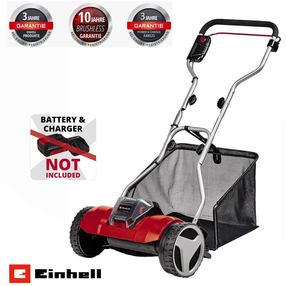 Einhell Spindelmäher Akku- Spindel Rasenmäher GE-HM 18/38 Li - Solo 18 V Power X Change