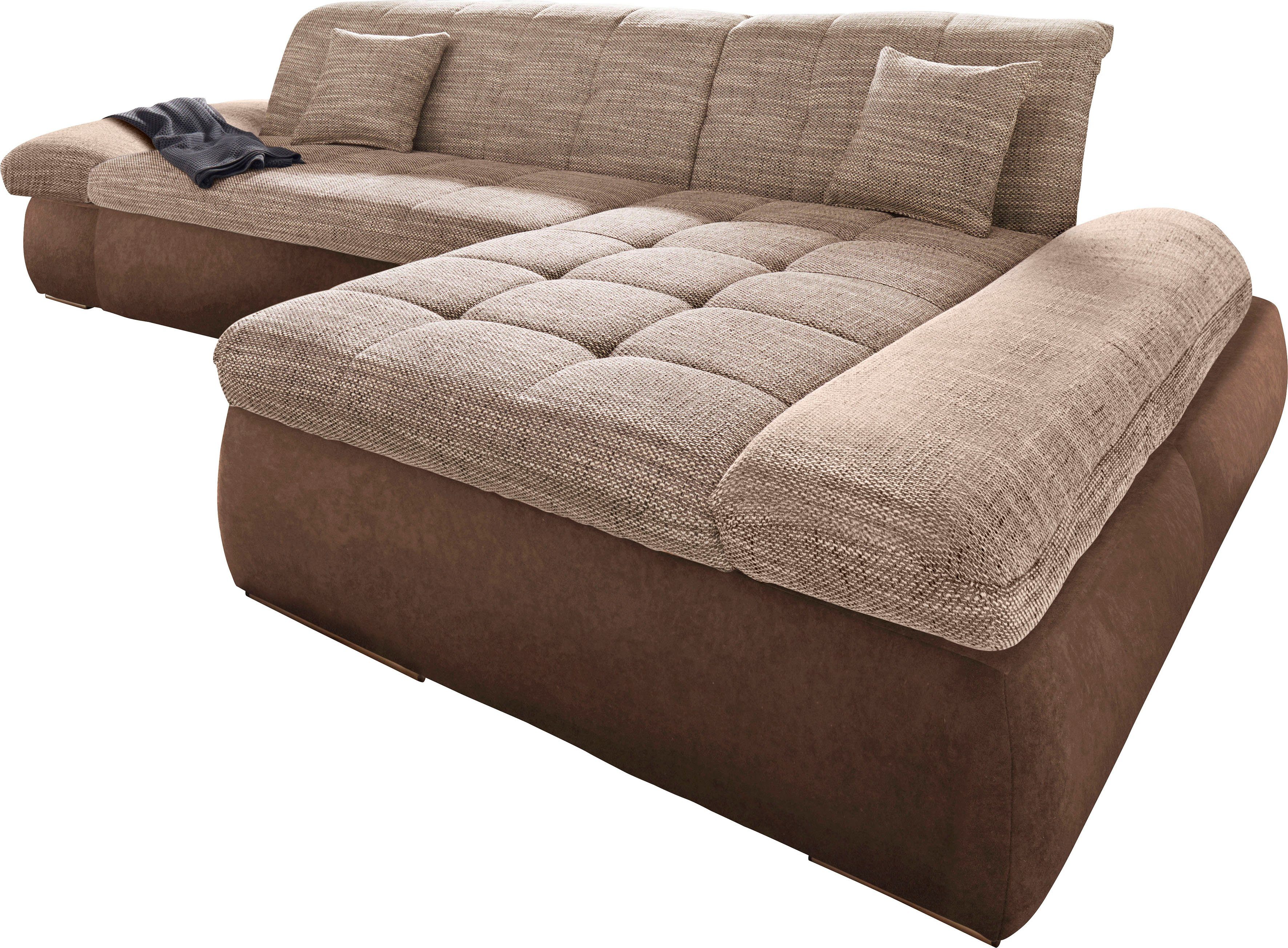 DOMO collection Ecksofa PB MORIC wahlweise mit Bettfunktion + Armteilverstellung, L-Form, im XXL-Format, B/T/H:300/172/80 cm, feine Steppung