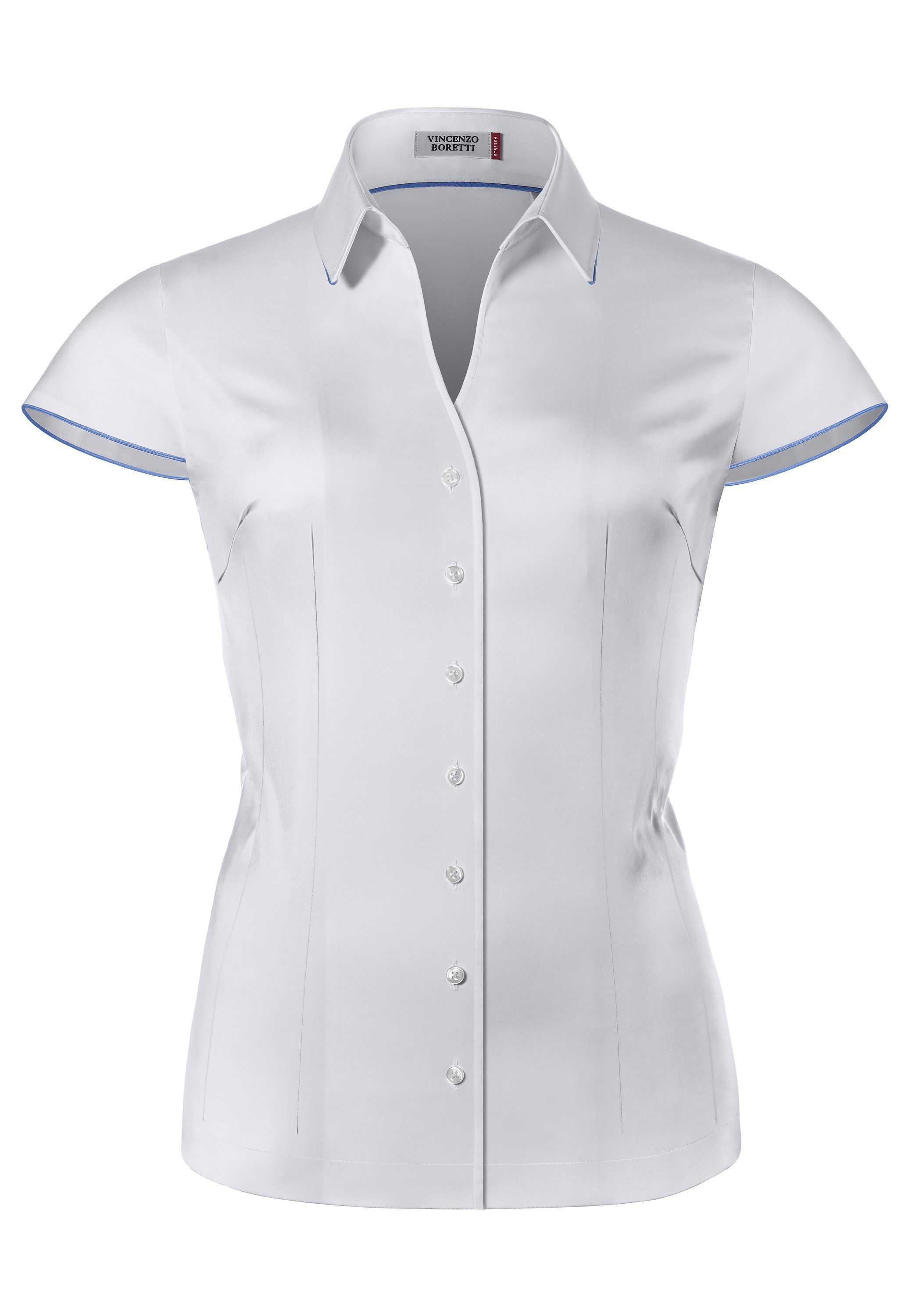 Vincenzo Boretti Klassische Bluse tailliert stretch Kurzarm