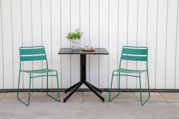 ebuy24 Garten-Essgruppe Way Gartenset Tisch 70x70cm und 2 Stühle Lina grün, (3-tlg)