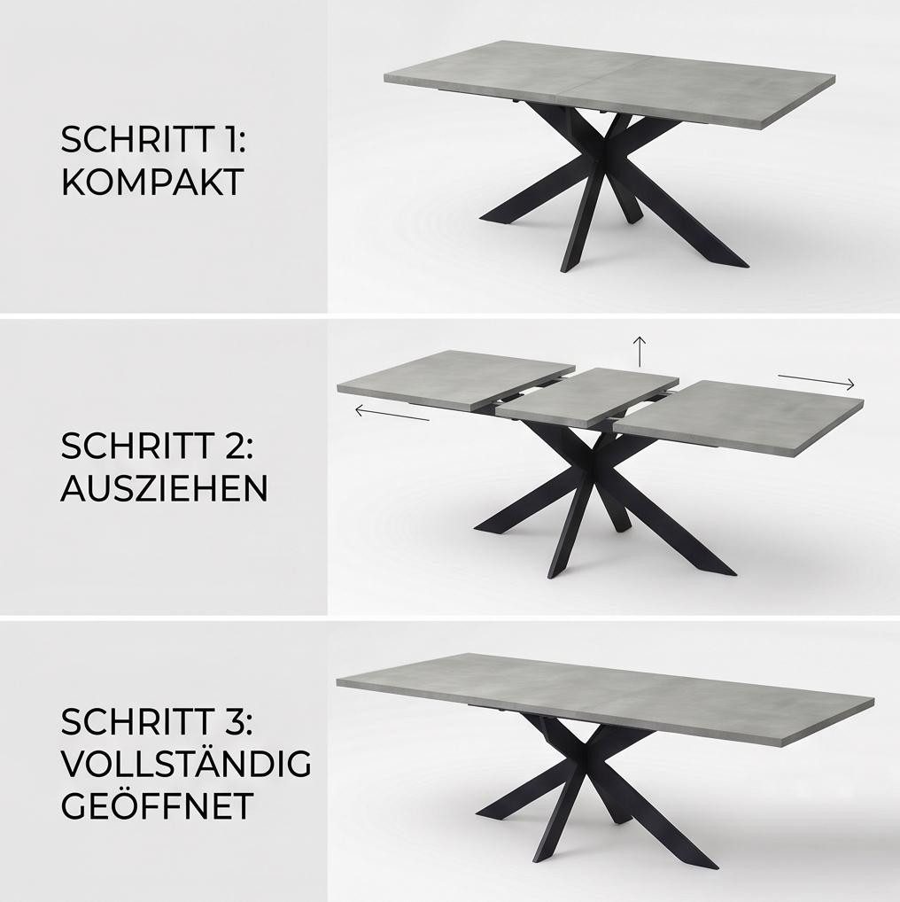 Jiexi Essgruppe Tisch-und Stuhlset, Ausziehbarer Esstisch (130–170 cm) mit 4-6 Stühlen – Bild 5 von 5
