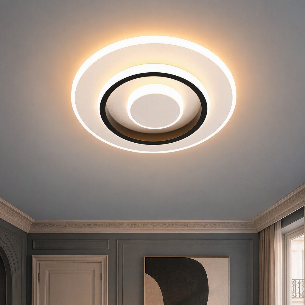 BlingBin LED Deckenleuchte Dimmbar Deckenlampe LED Moderne 22W Runde/Quadrat, D24xH5cm, LED fest integriert, Neutralweiß, Kaltweiß, 22 W 1496 lm, ultraflach 5 cm, Ø 24 cm, für Wohnzimmer