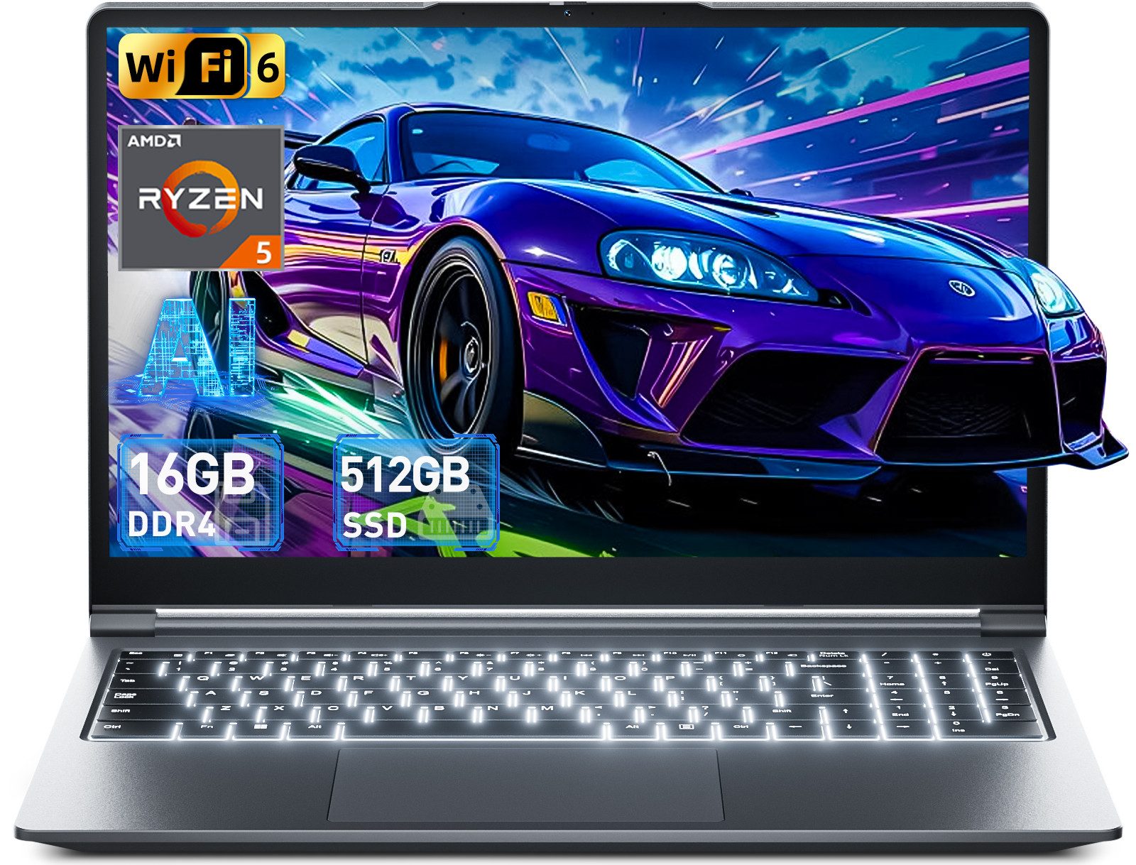 MENGHU 15,6" FHD 180° Business Laptop 16GB RAM 1TB SSD WiFi 6 Windows 11 PRO Notebook (AMD Ryzen R5-3500U, 16 GB, 512 GB SSD)