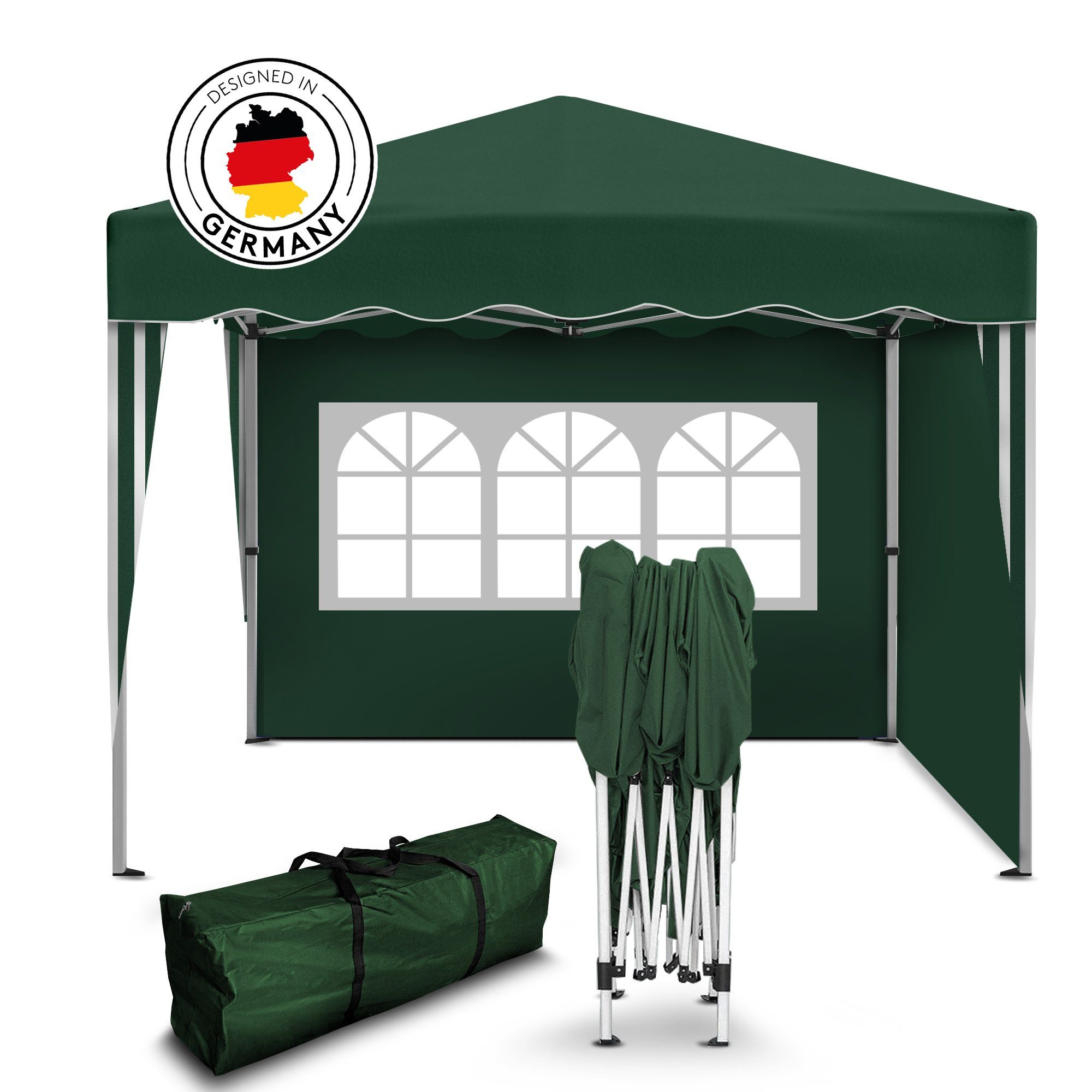 Kronenburg Faltpavillon 3x3 m wasserdicht - Gartenpavillon, Partyzelt stabil, UV-Schutz 50+, mit 2 Seitenteilen, Wetterfester Schutz, Leichter Aufbau, Inklusive Tragetasche & Zubehör