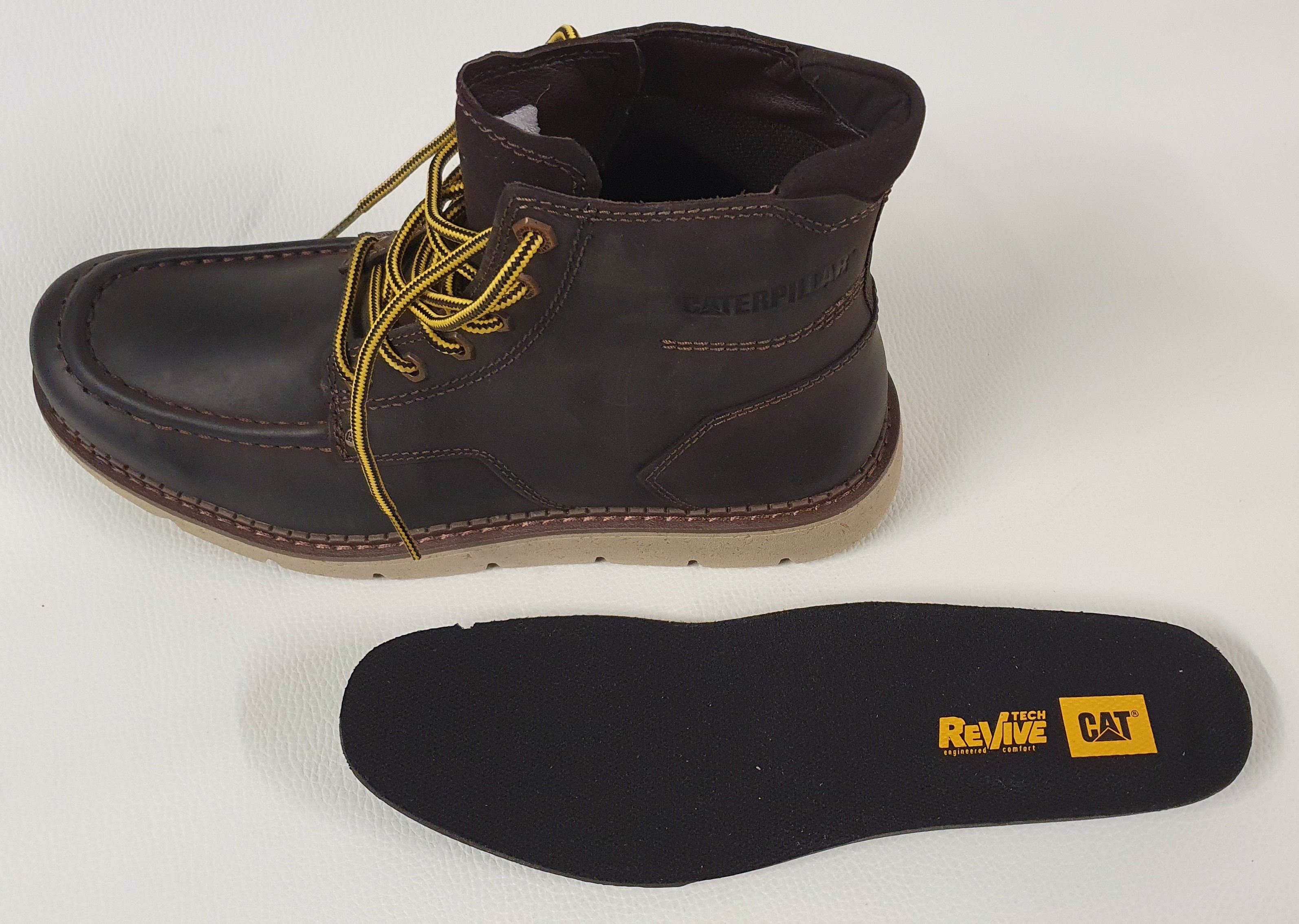 CAT CATERPILLA Leder Stiefel Herren Covert Demitasse Boots braun Schnürboots aus echtem Leder
