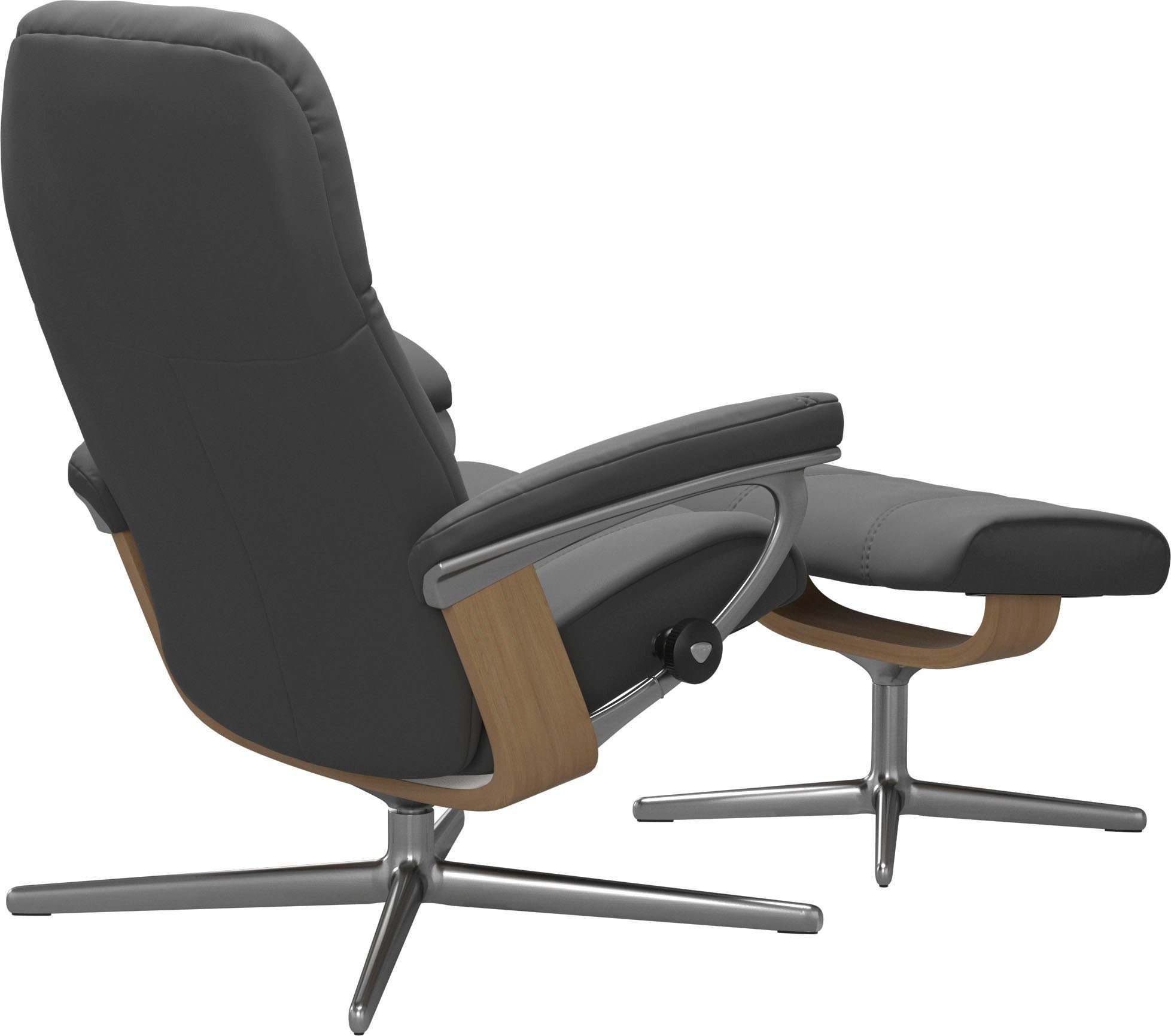 Stressless® Relaxsessel Consul (Set, Relaxsessel L, Holzakzent S, mit & Hocker), mit Eiche M Base, mit Hocker, Größe Cross