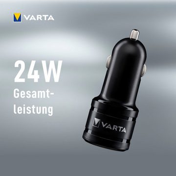 VARTA Car Charger 2 USB Ports Batterie-Ladegerät (lädt 2 Geräte blaue LED Ladeanzeige mit Lade- und Datenkabel)