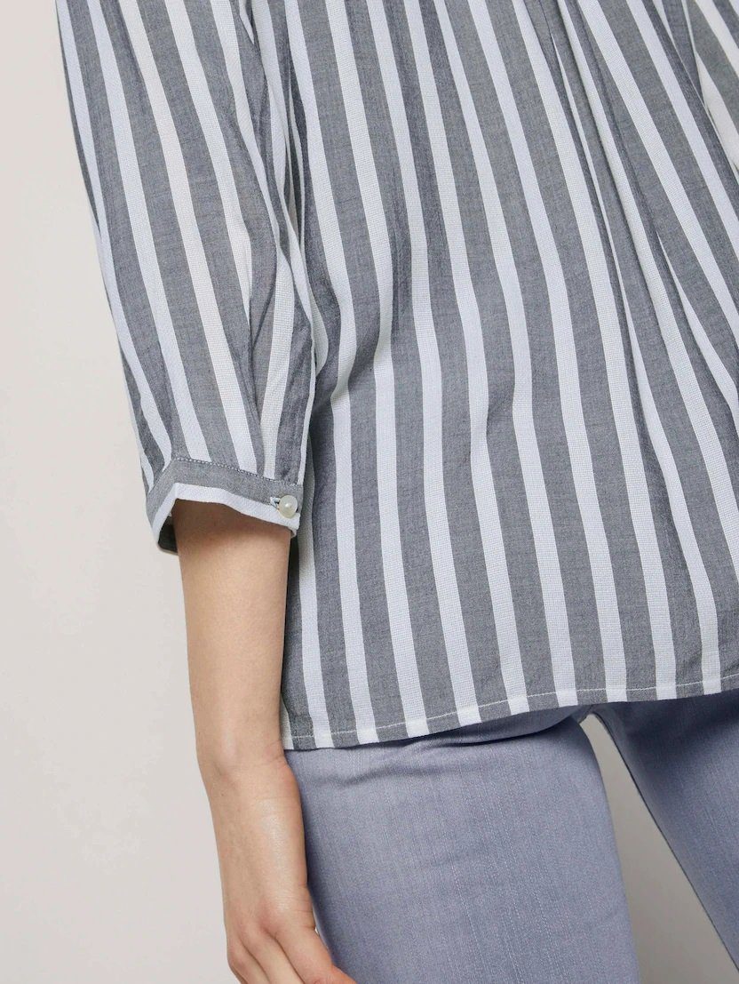 TOM TAILOR Blusenshirt Gestreift 3/4 Arm V-Ausschnitt Tunika blouse striped