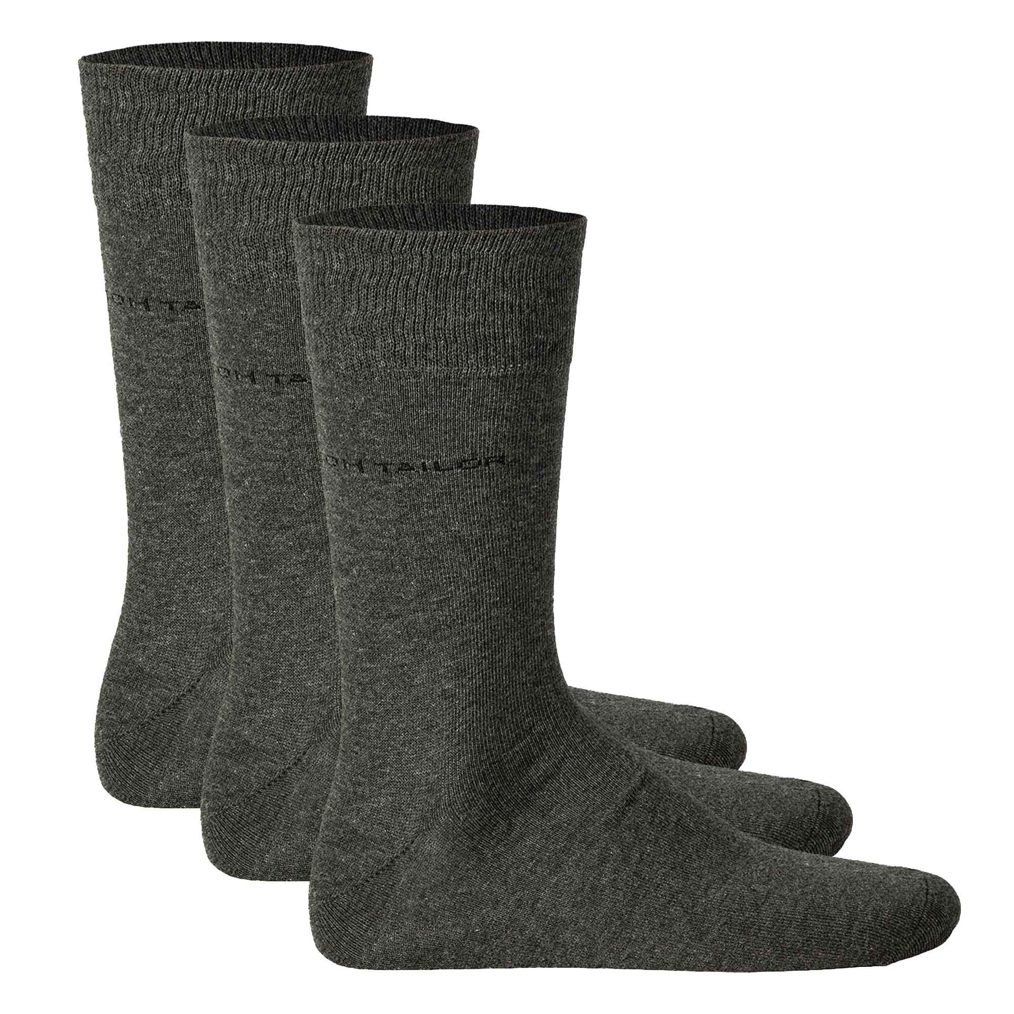 TOM TAILOR Kurzsocken Herren Socken, 3er Pack - Basic, Baumwollmischung Grau