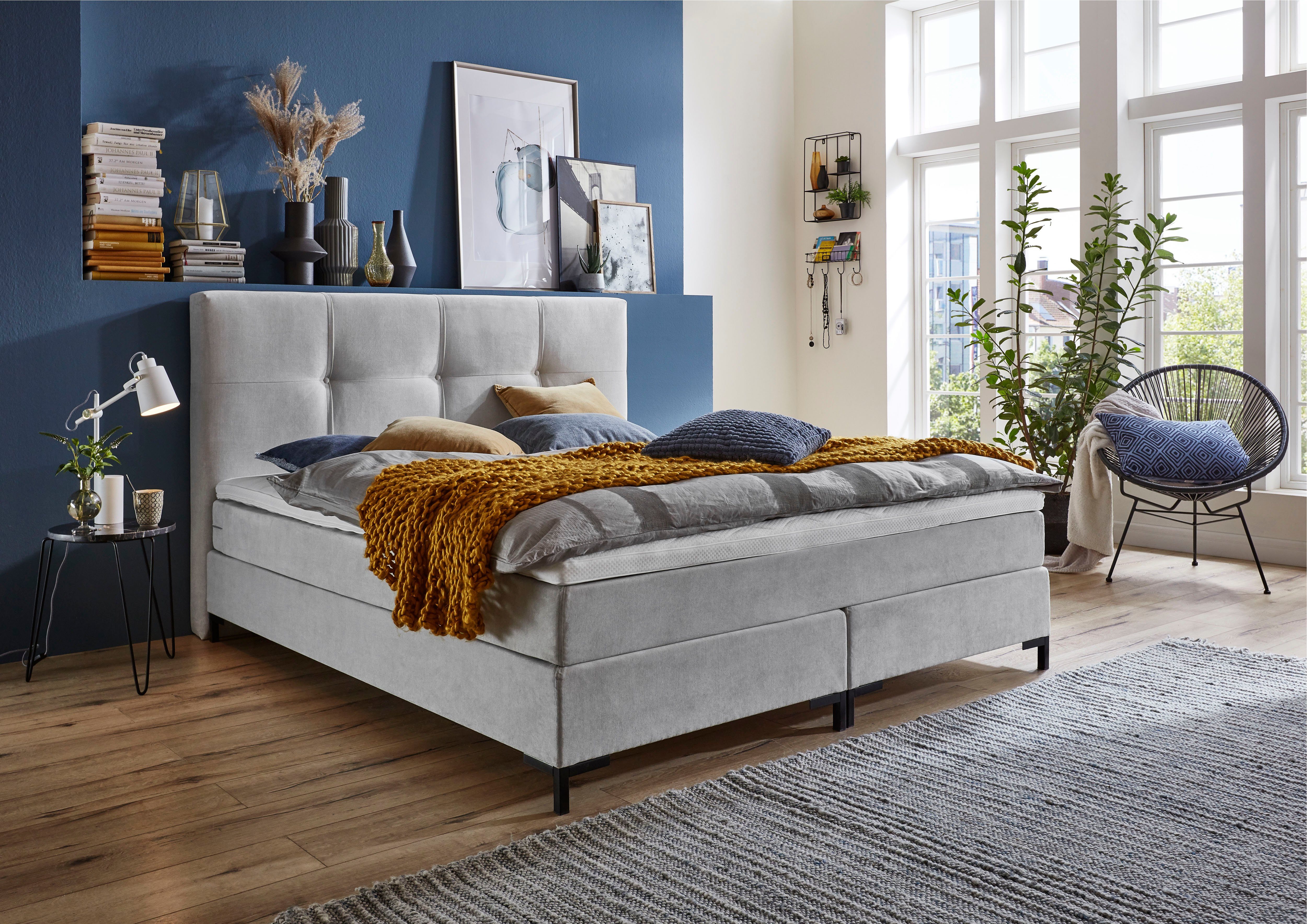 ATLANTIC home collection Boxspringbett Romy, Taschen-Federkernmatratze, inkl. Topper