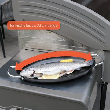 bremermann Grillplatte Fisch-Grillpfanne oval, Grillplatte antihaftbeschichtet