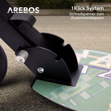 Arebos Scooter Tretroller, Tragegurt, Höhenverstellbar, Tritt-Bremse, max. 100 kg