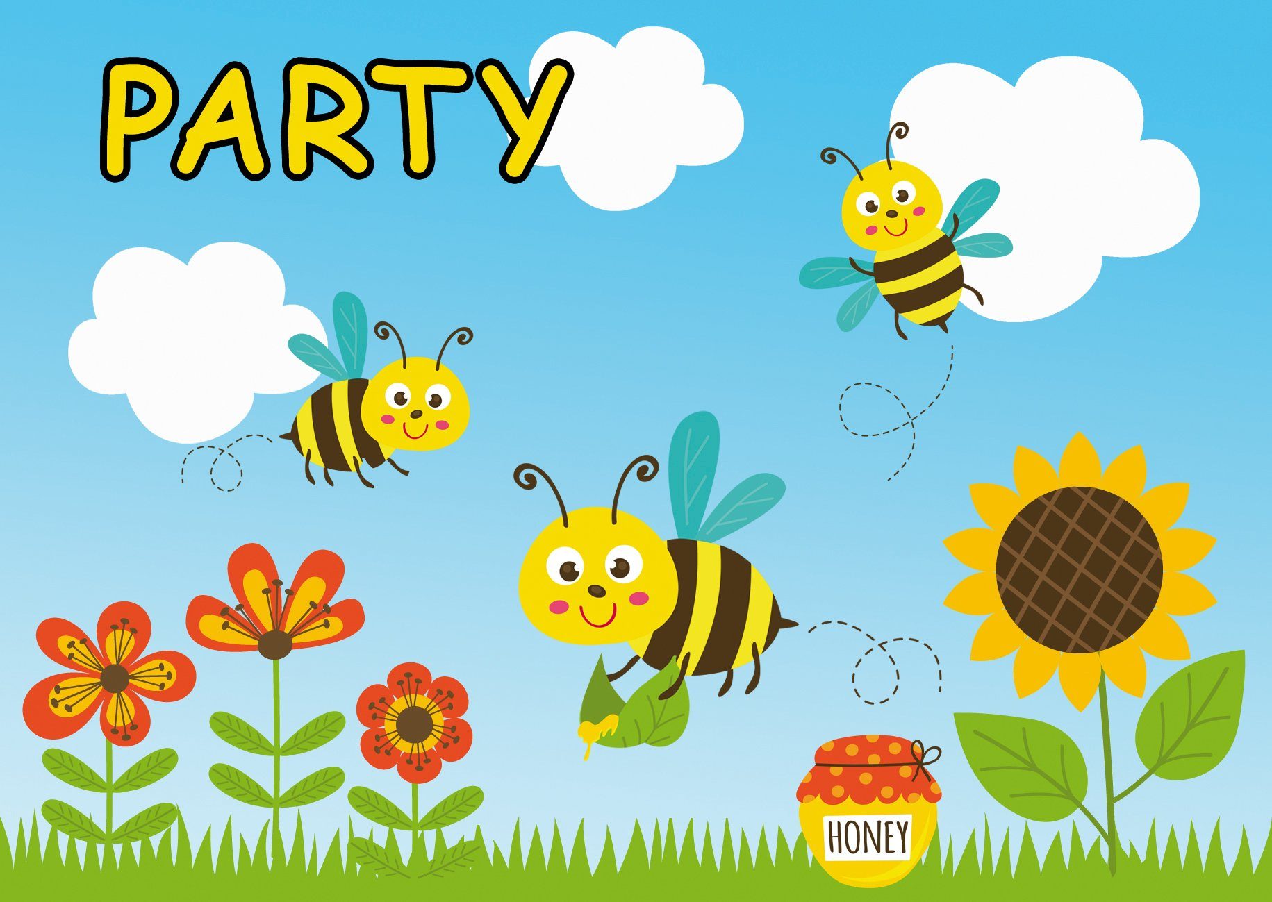 Partystrolche Einladungskarten Einladungen Bienen Party 8 St. für den Kindergeburtstag