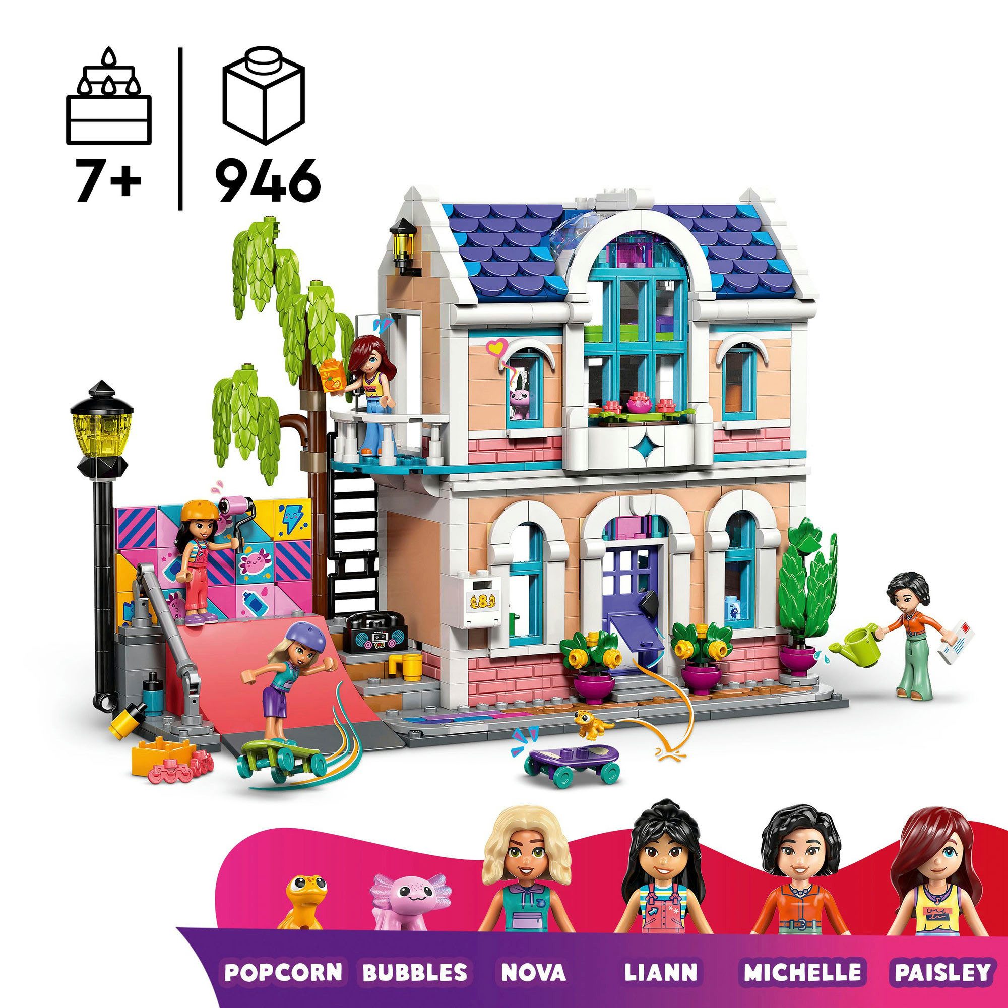 LEGO® Lianns Familienhaus (42687), LEGO Friends Konstruktionsspielsteine, (946 St), Made in Europe