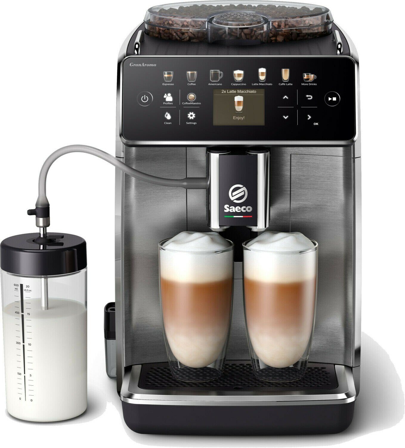 Philips Kaffeevollautomat Saeco SM6585/00 GranAroma Kaffeevollautomat  Farbdisplay Edelstahl