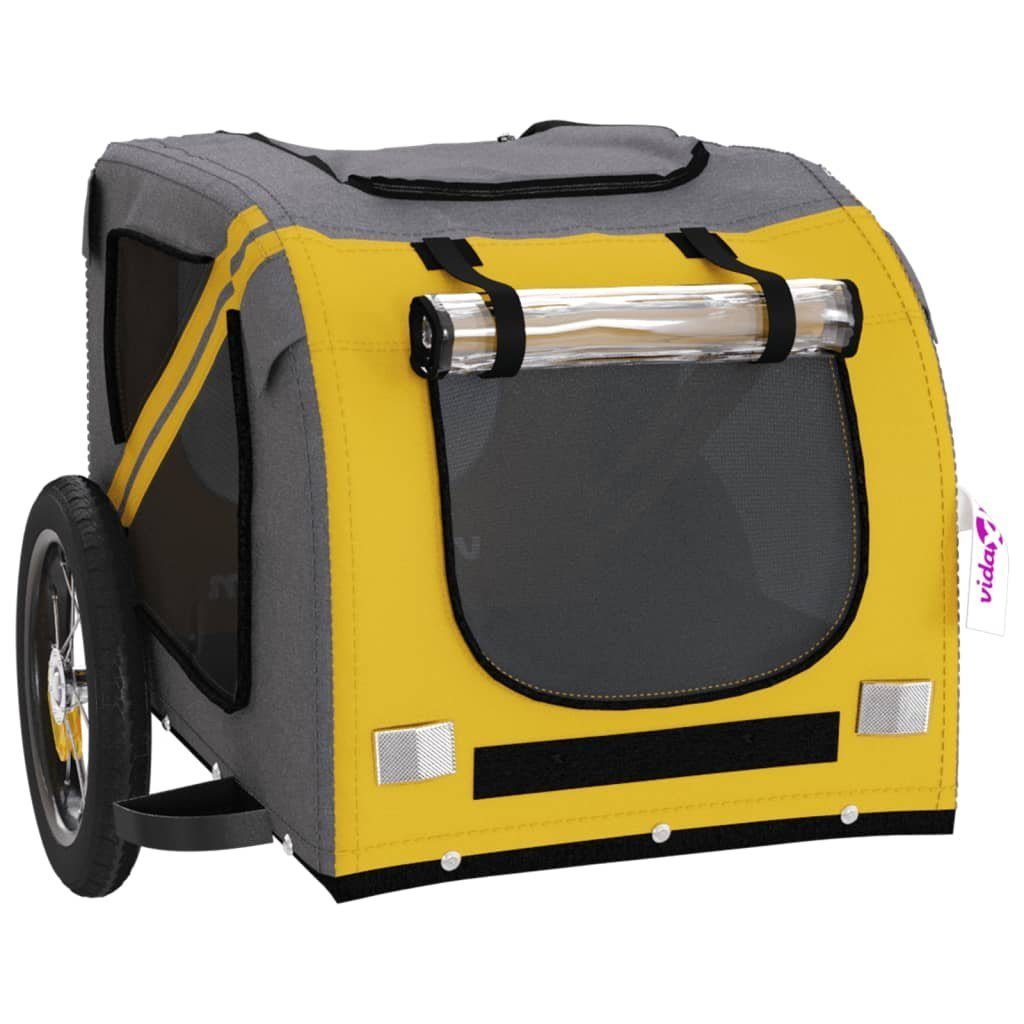 vidaXL Bicycle Dog Trailer 30 kg Bicycle Trailer for Dogs Yellow and Grey Oxford Fabric and Iron