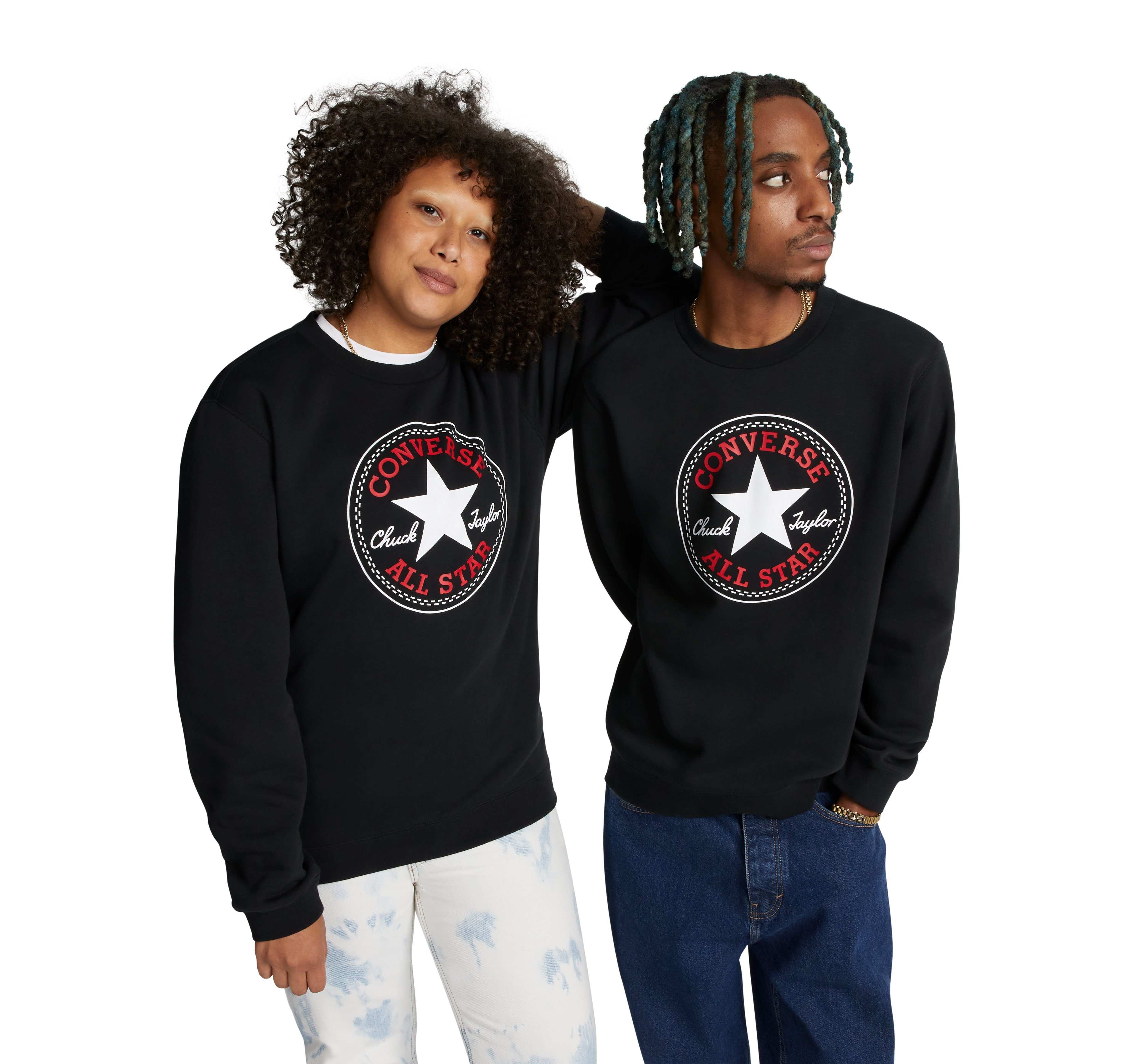 black1 STAR BACK BRUSHED ALL UNISEX Sweatshirt Converse PATCH