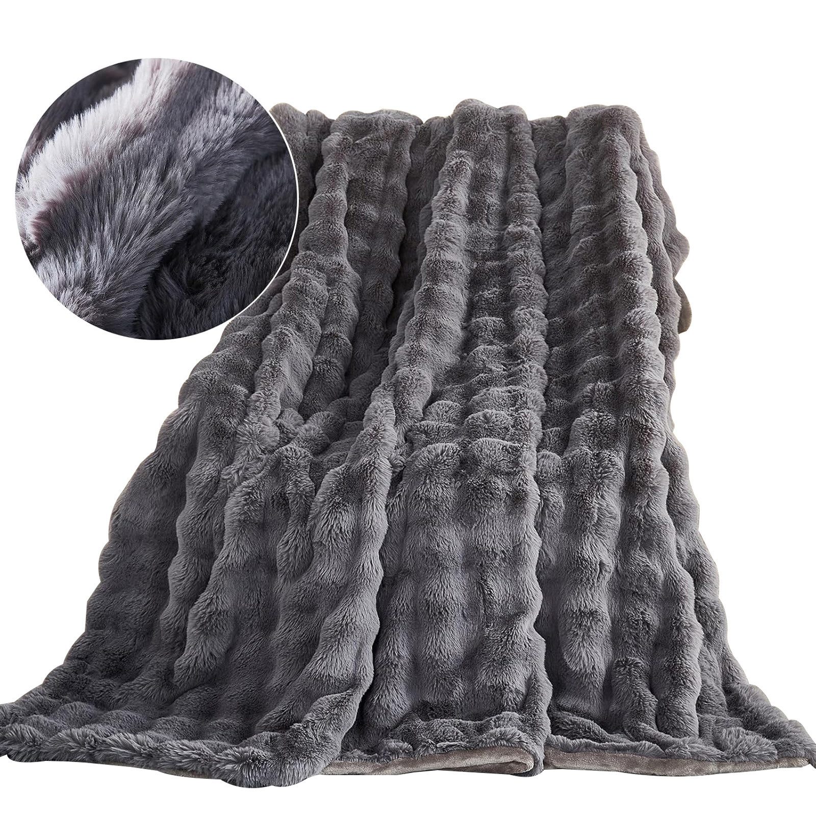 Wohndecke Sofadecke Kunstfell Decke mit 3D Bubble Struktur, REDOM, 130x160 günstig online kaufen