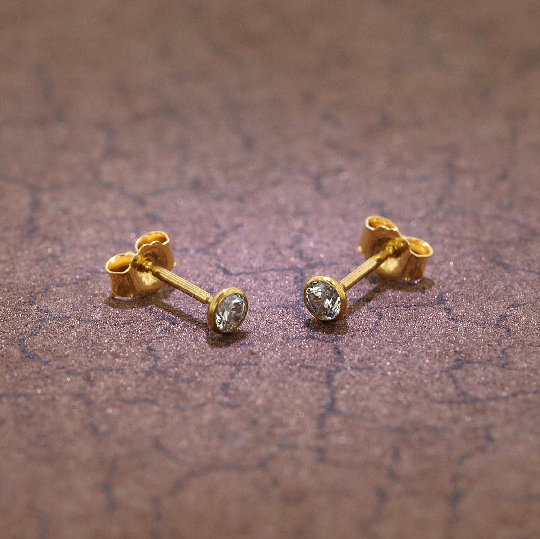 trendor Paar Ohrstecker 86304, für Damen und Herren 333 Gold Zirkonia 3,5 mm