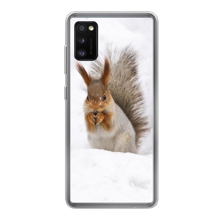 MuchoWow Handyhülle Eichhörnchen - Tier - Schnee Handyhülle Samsung Galaxy A41 Smartphone-Bumper Print Handy