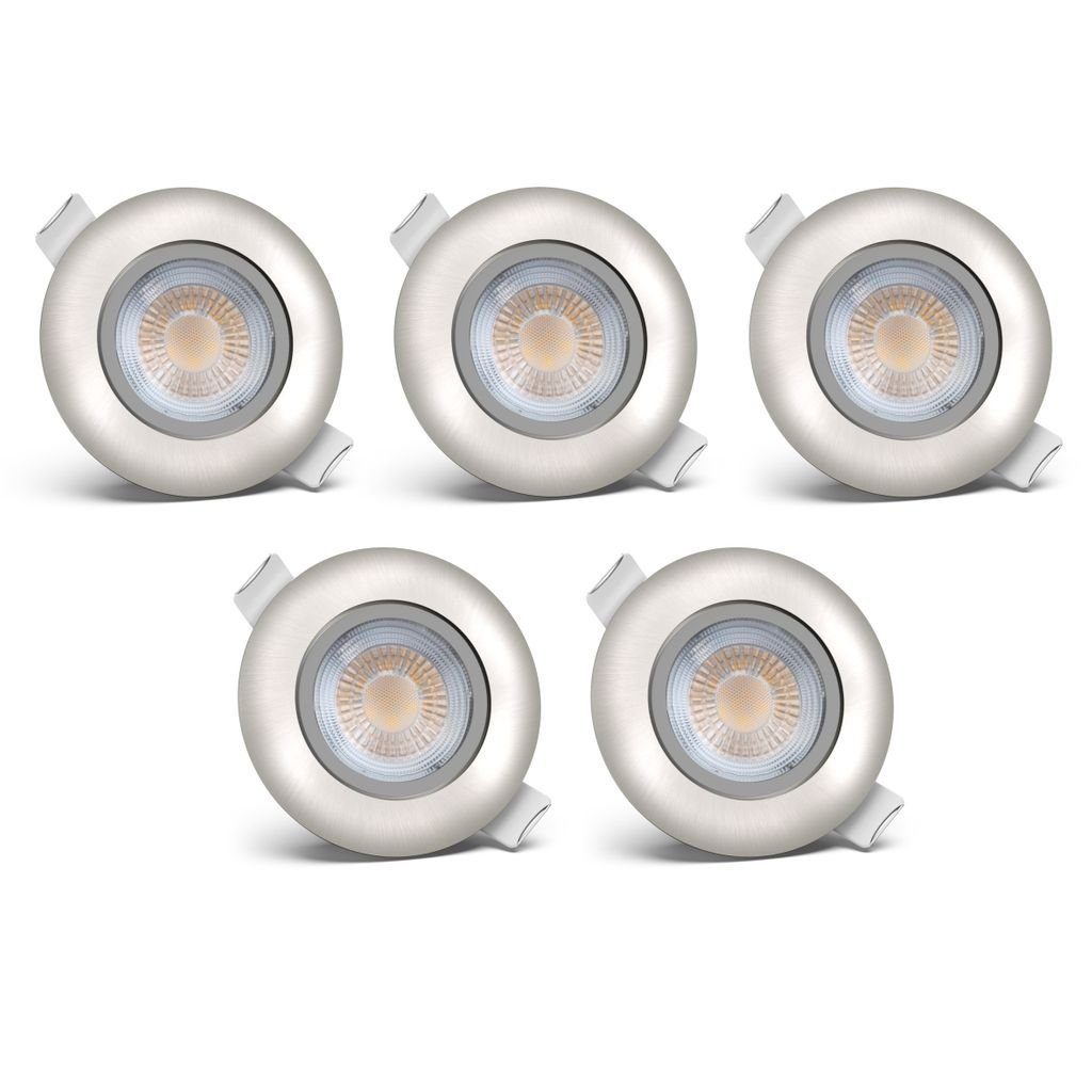 B.K.Licht LED Einbaustrahler LED Einbauleuchten 5W 450lm 3000K - BKL1117, LED  fest integriert, Warmweiß, schwenkbar ultra flach inkl. 5x LED-Modul Matt  Nickel