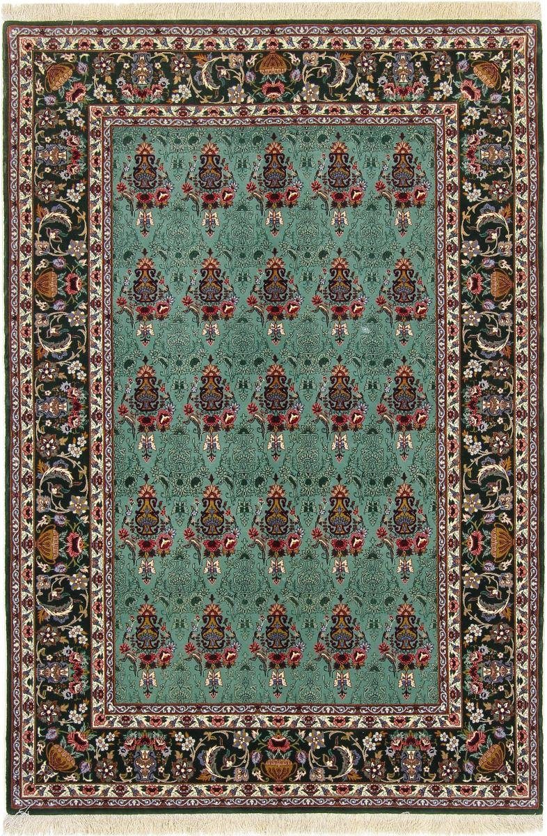 Orientteppich Isfahan Seidenkette 129x194 Handgeknüpfter Orientteppich, Nain Trading, rechteckig, Höhe: 6 mm