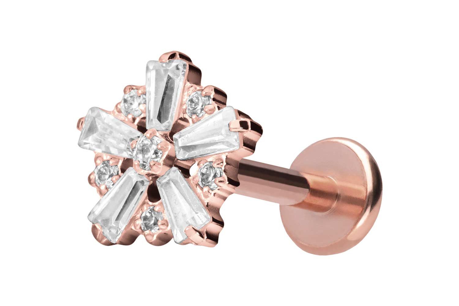 PIERCINGLINE Piercing-Set Titan Labret mit Push Fit SCHNEEFLOCKE (Labrets, 1-tlg)