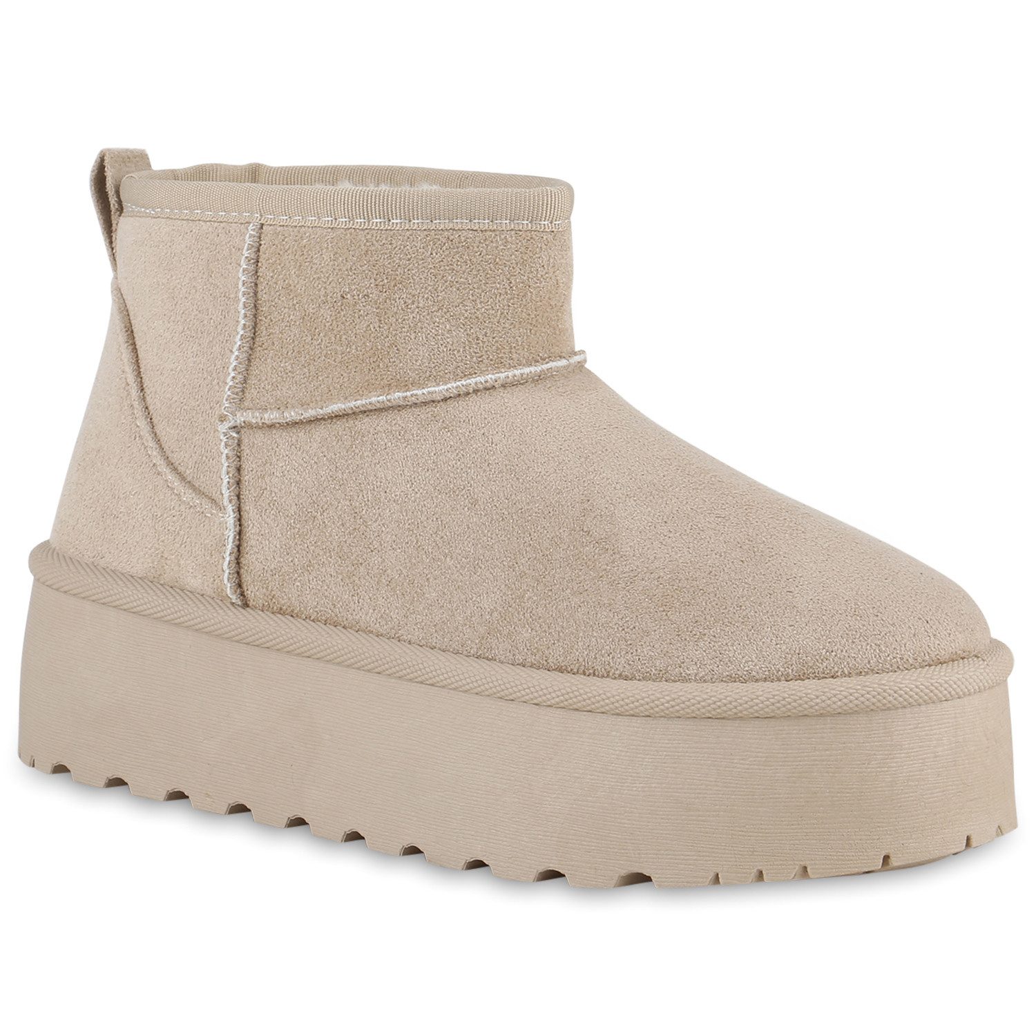 VAN HILL 840733 Plateaustiefelette Damen Warm Gefütterte Plateau Boots Bequeme Profi-Sohle