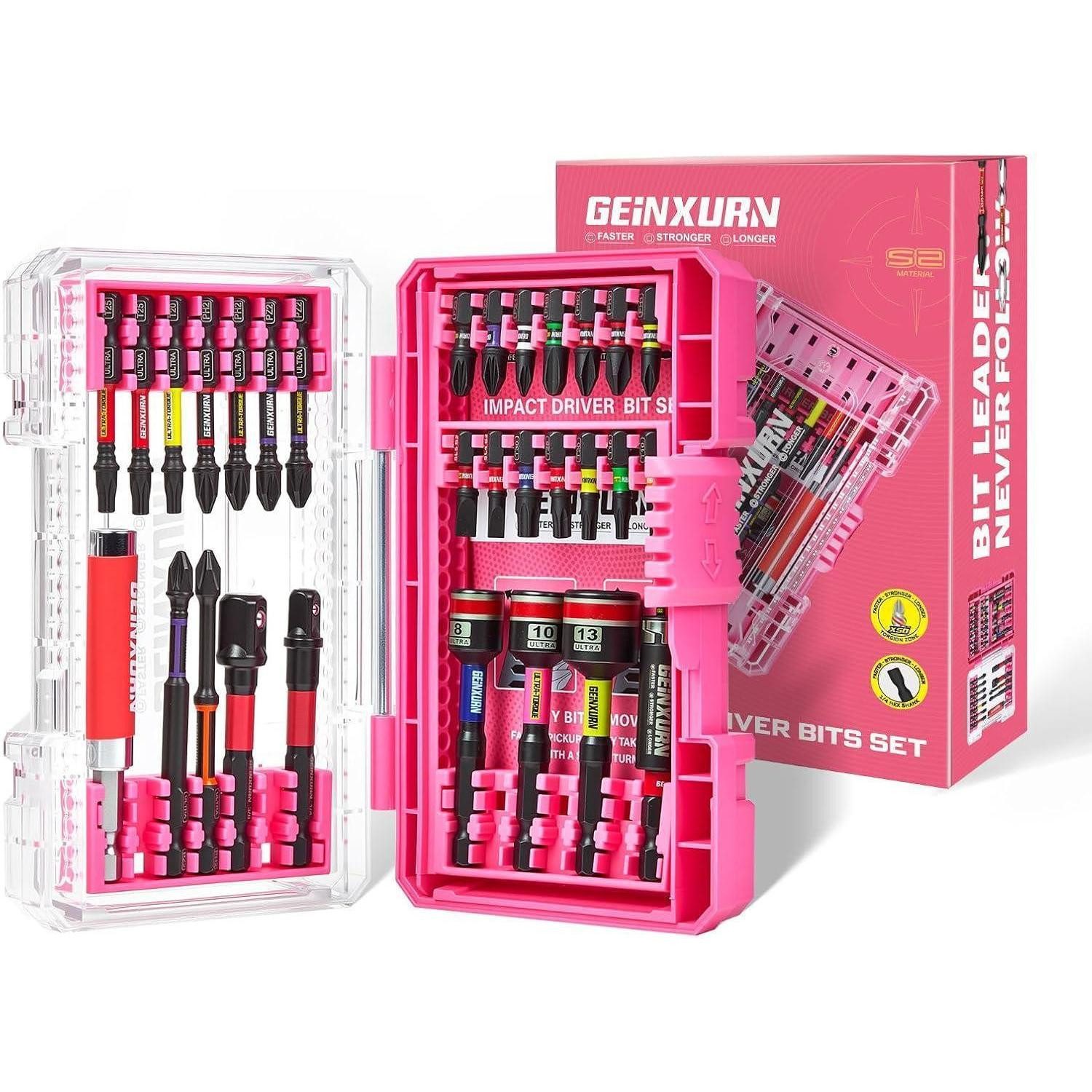 LuxusKollektion Bit- und Steckschlüsselset Bit-Set 31-tlg. mit Farbcodierung Rosa Box