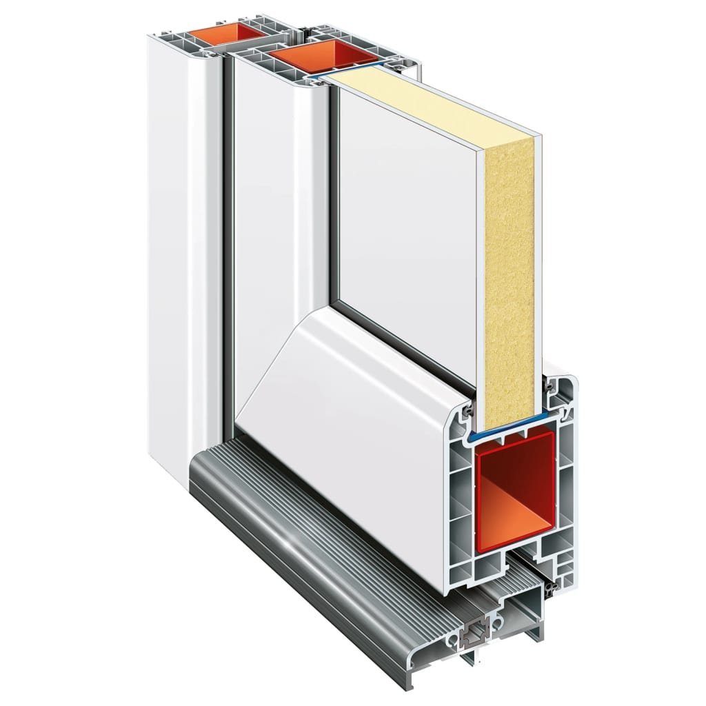 vidaXL Haustür Hauseingangstür Haustür Weiß 98x208 cm PVC Glas-Element Linkshändig