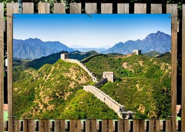 Wallario Sichtschutzzaunmatten Die Chinesische Mauer - Wahrzeichen in China im Sommer
