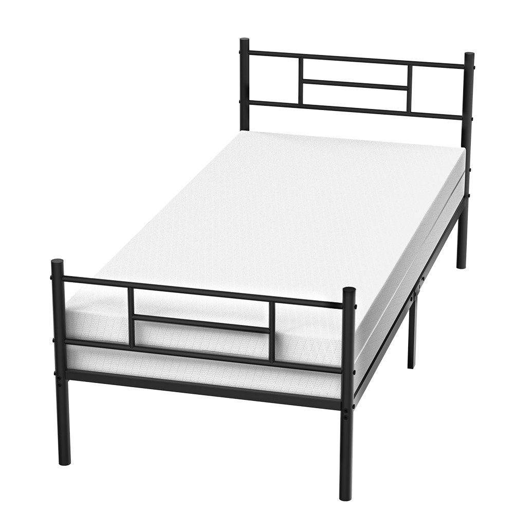 PFCTART Bettgestell Metallbett Bettgestell 90/140x200 cm in Schwarz (Set, 1-tlg., Ideal als Gästebett oder Einzelbett, inkl. Werkzeug & Anleitung), Industrie Design, geräuschlos, Belastbarkeit 160/360 kg