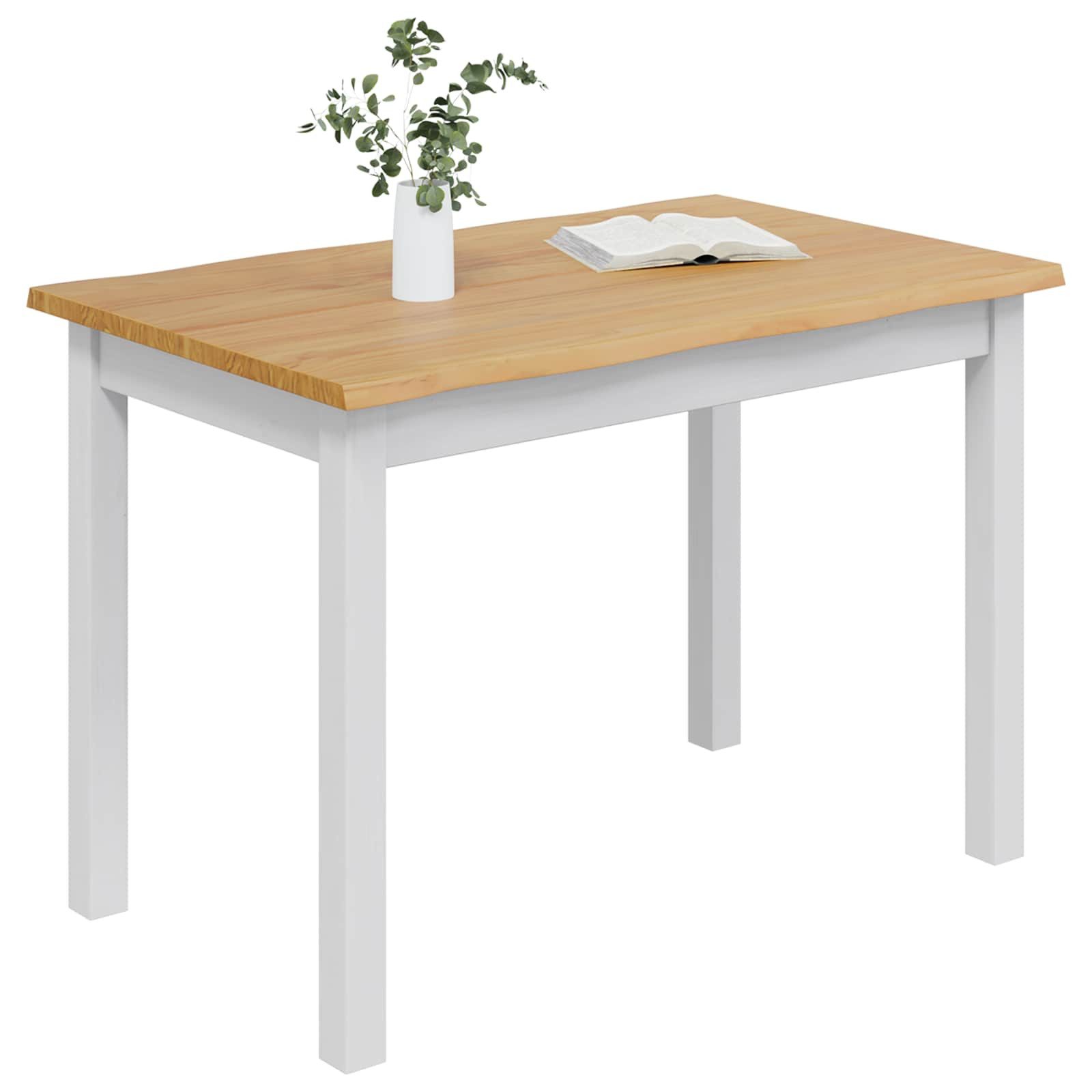 vidaXL Esstisch Esstisch EKAI Weiß 112 x 70 x 76,5 cm Massives Kiefernholz (1-St) – Bild 3 von 5