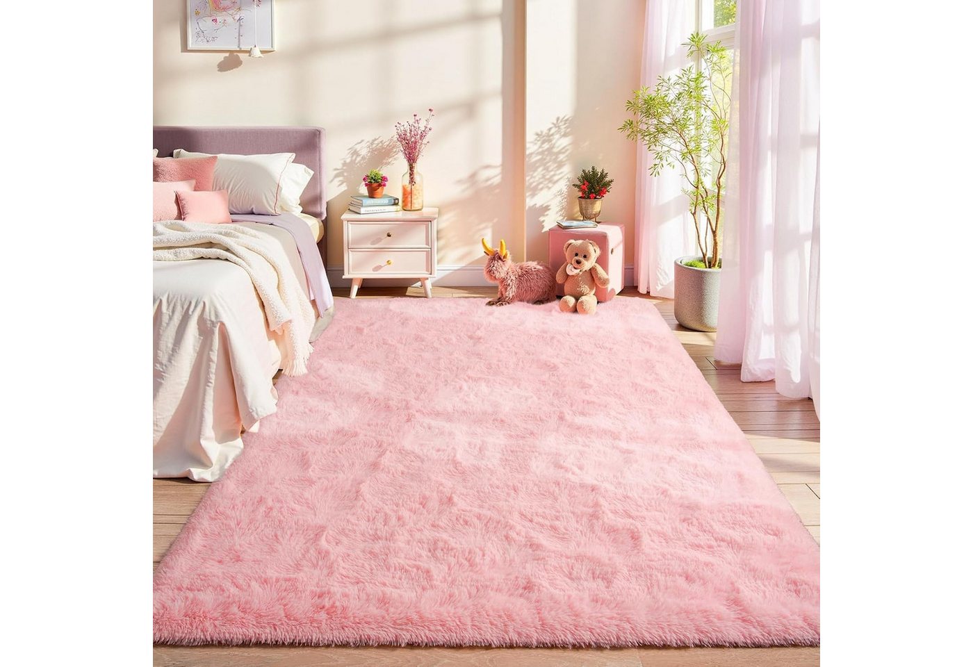 Lochas Hochflor-Teppich Hochflor-Teppich weich & kuschelig für Wohnzimmer und Schlafzimmer