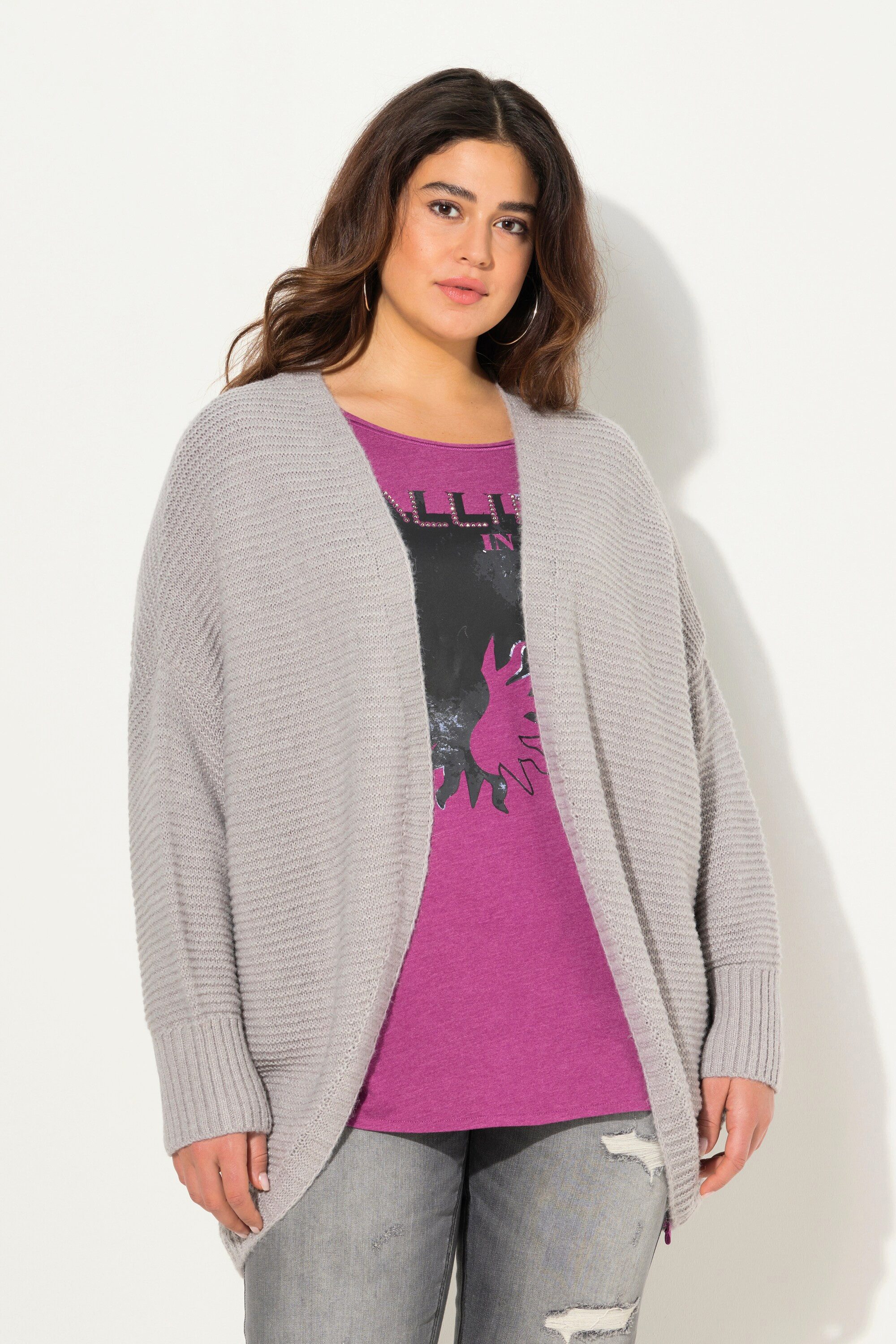 Ulla Popken Strickjacke Strickjacke Egg-Shape Wollanteil günstig online kaufen