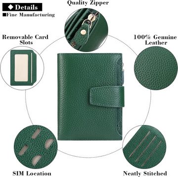 SENDEFN Geldbörse (Große Vintage-Geldbörse aus Leder, Damen-Geldbörse mit RFID-Schutz), Leder mit Münzfach, Zipper und Kartenhalter und stilvolle Brieftasche