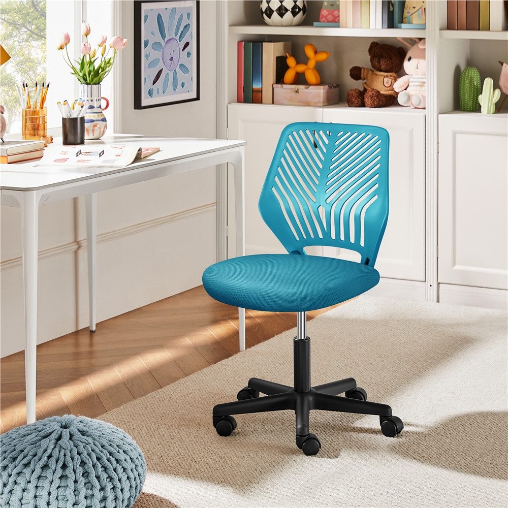 Yaheetech Drehstuhl Höhenverstellbarer Bürostuhl ohne Armlehnen, Schreibtischstuhl mit Netzbezug fürs Arbeitszimmer/Büro/Wohnzimmer – Bild 2 von 5