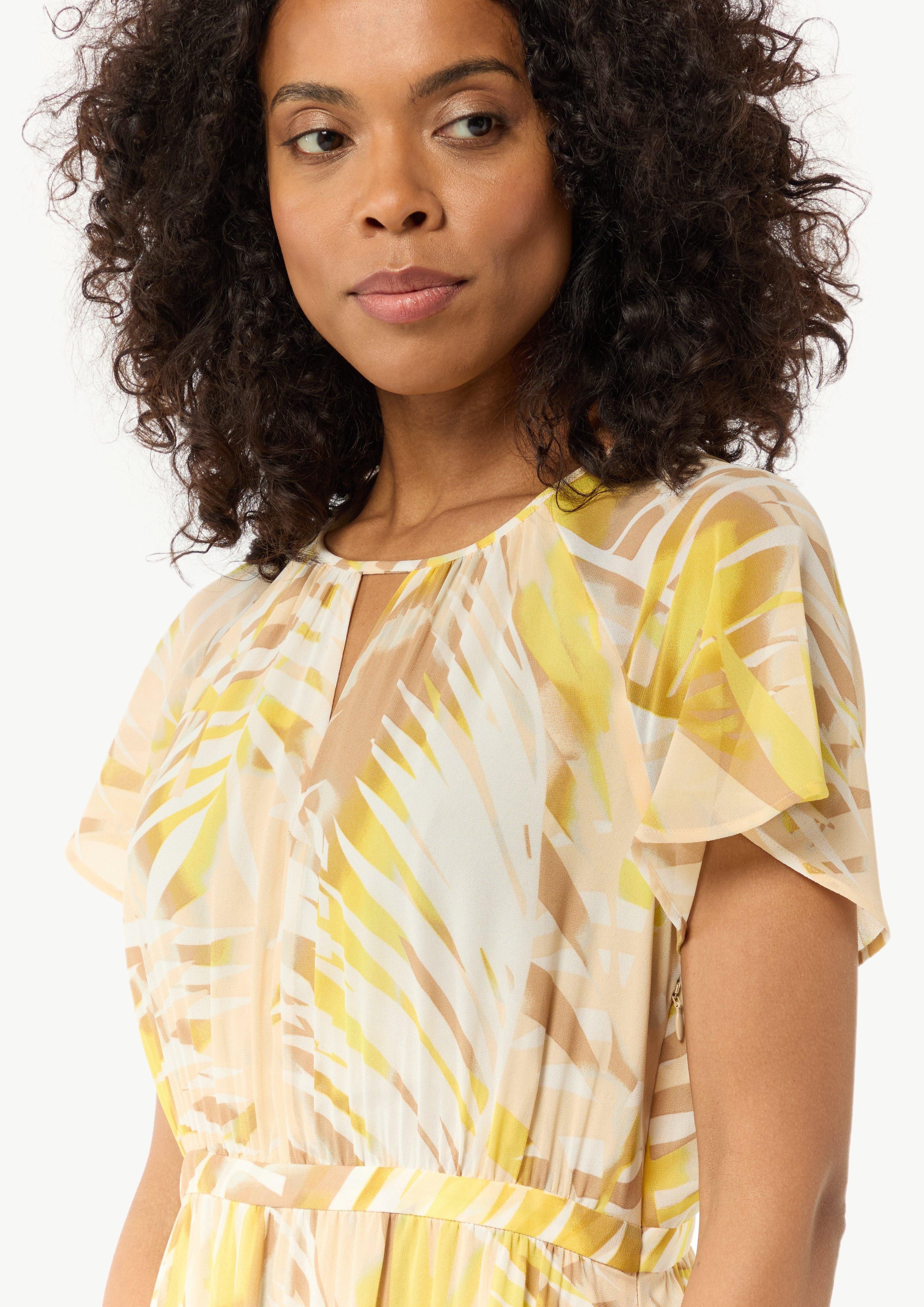 Comma Maxikleid Chiffon-Kleid mit U-Boot-Ausschnitt und günstig online kaufen