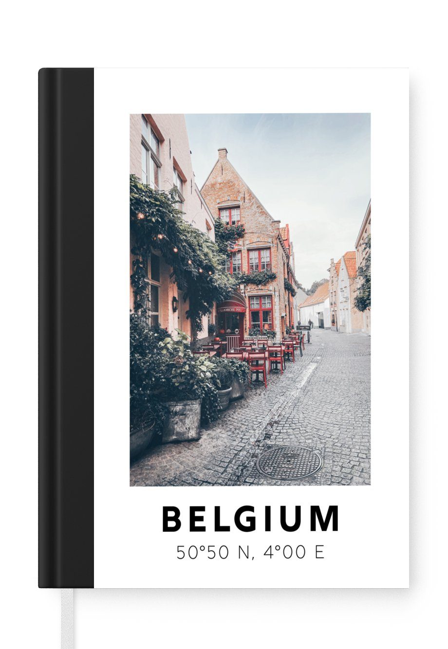MuchoWow Notizbuch Belgien - Terrasse - Rot, Journal, Merkzettel, Tagebuch, Notizheft, A5, 98 Seiten, Haushaltsbuch