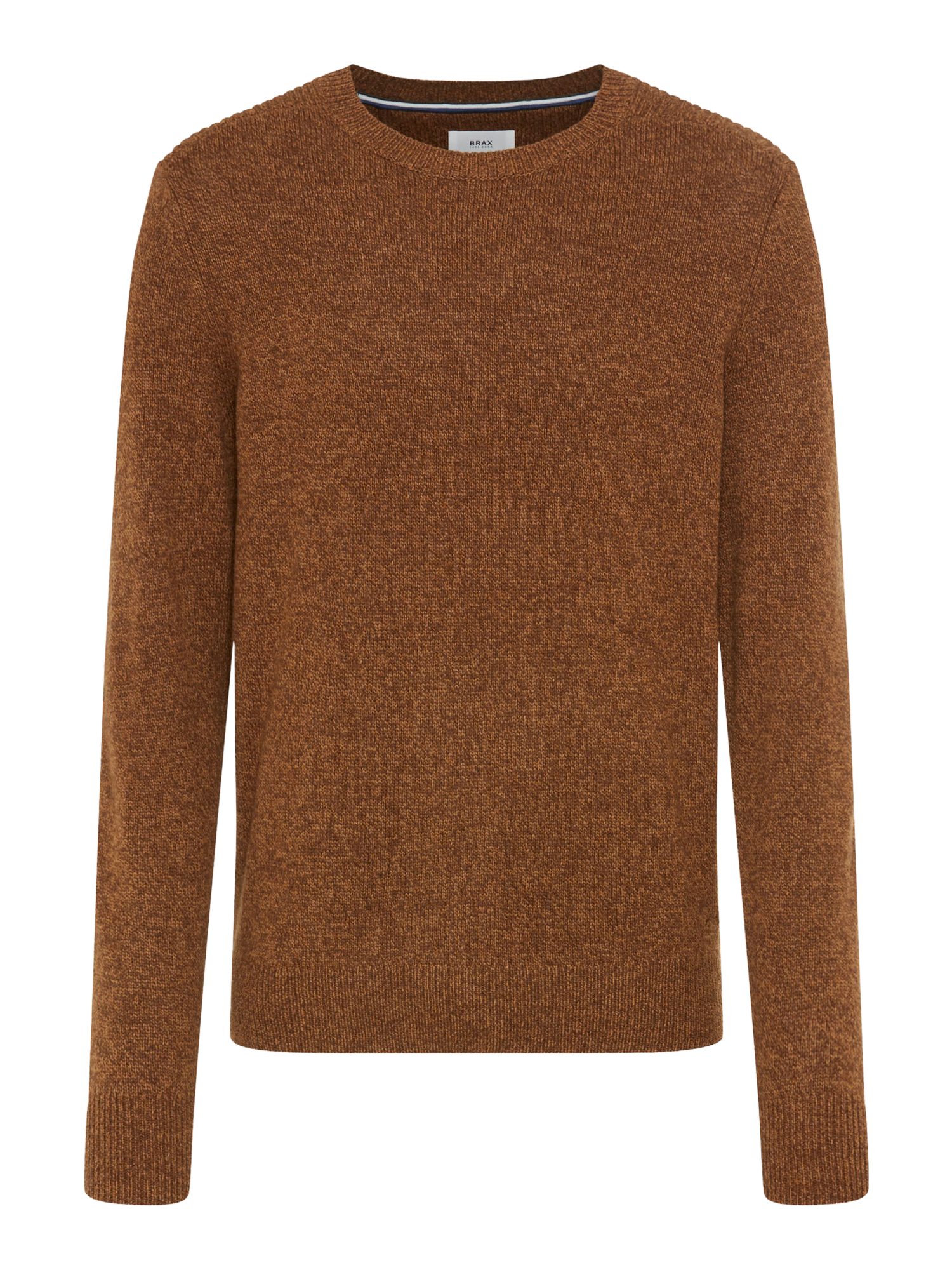 Brax Strickpullover braun,Basic,Wolle,Unifarben,Rundhals,Lang,Regular Fit