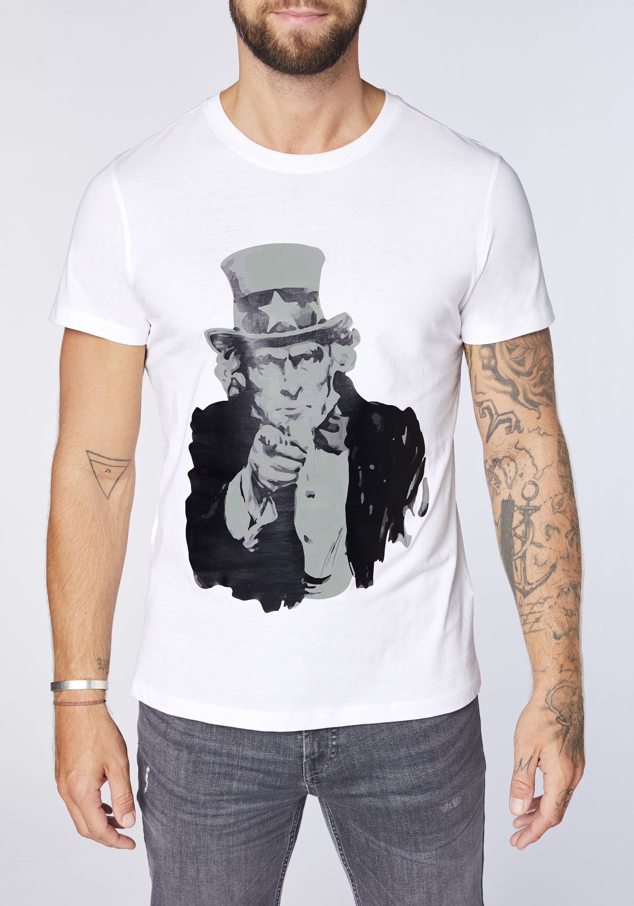 Uncle Frontprint Sam White Bright mit 11-0601 großem T-Shirt