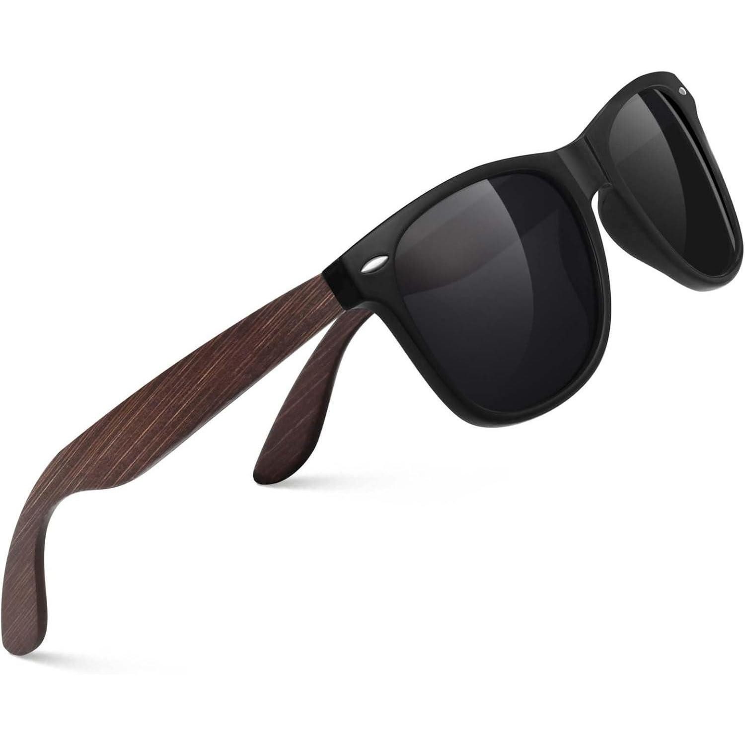 LuxusKollektion Sonnenbrille Sonnenbrille Polarisiert Bambus Herren Matt Schwarz Rahmen Grau Linse (1-St)