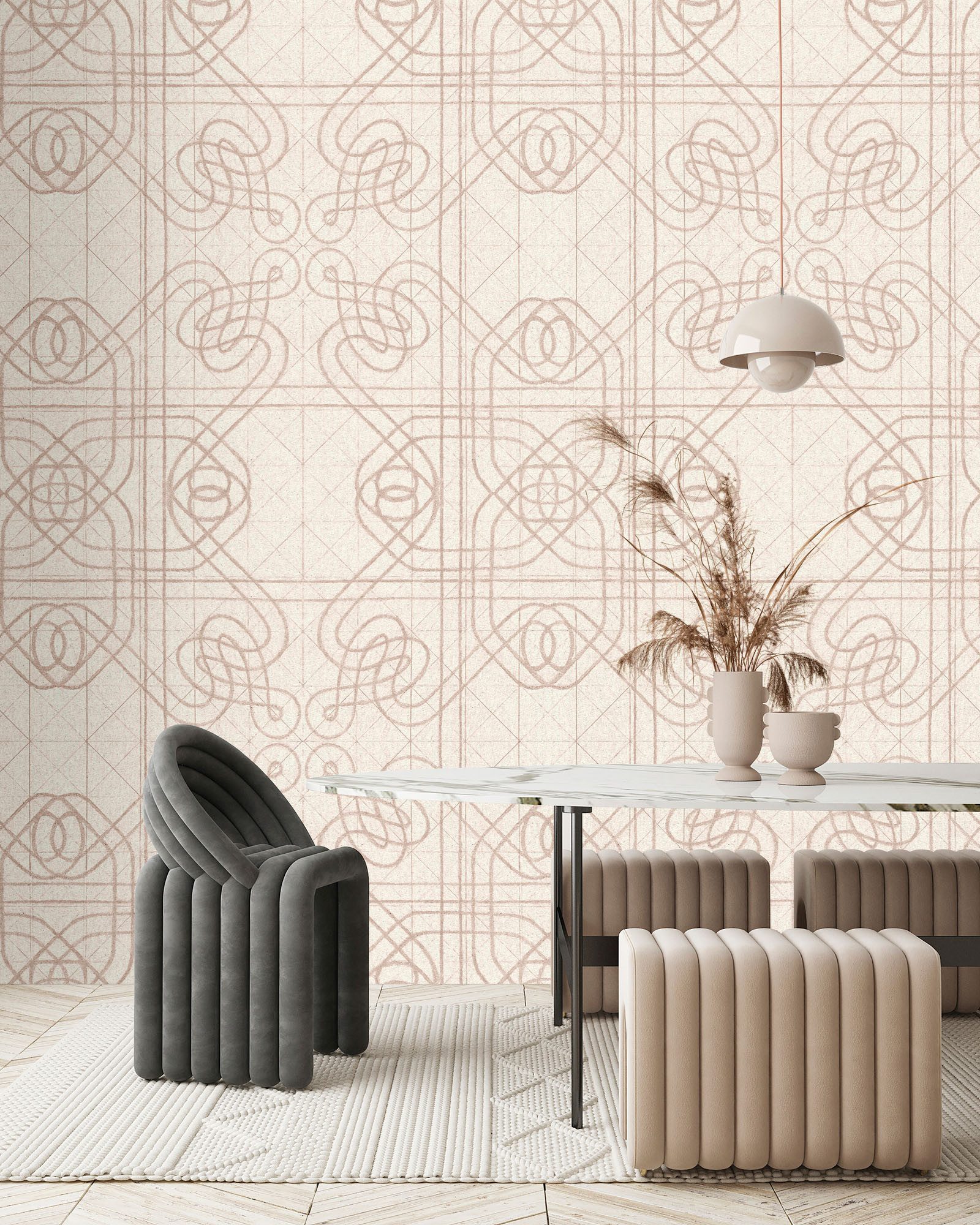 living walls Fototapete Walls by Patel 5 Fototapete Ornamentale Geometrie, glatt, geometrisch, (4 St), Ornamentale Geometrie auf 200 g/m² Premium-Vlies