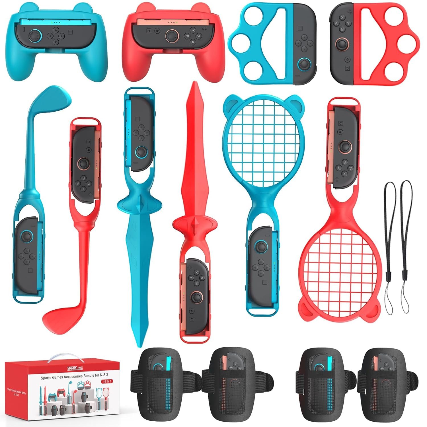 TUWENA Switch 2 Sportzubehör-Bundle, 14-in-1-Gaming-Zubehör-Bundle Controller (14 St)