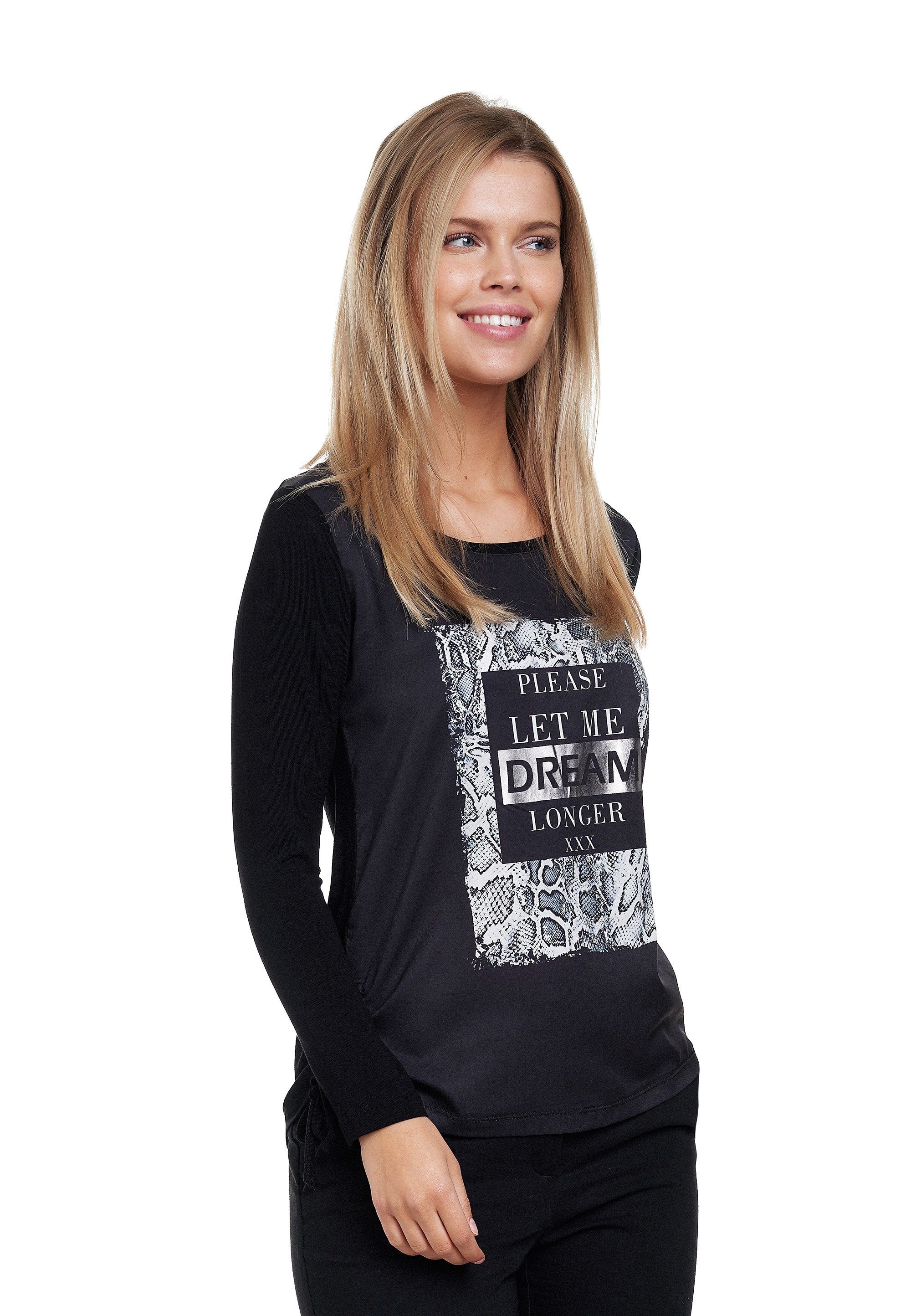 Decay Langarmshirt mit trendigem schwarz Metallic-Effekt