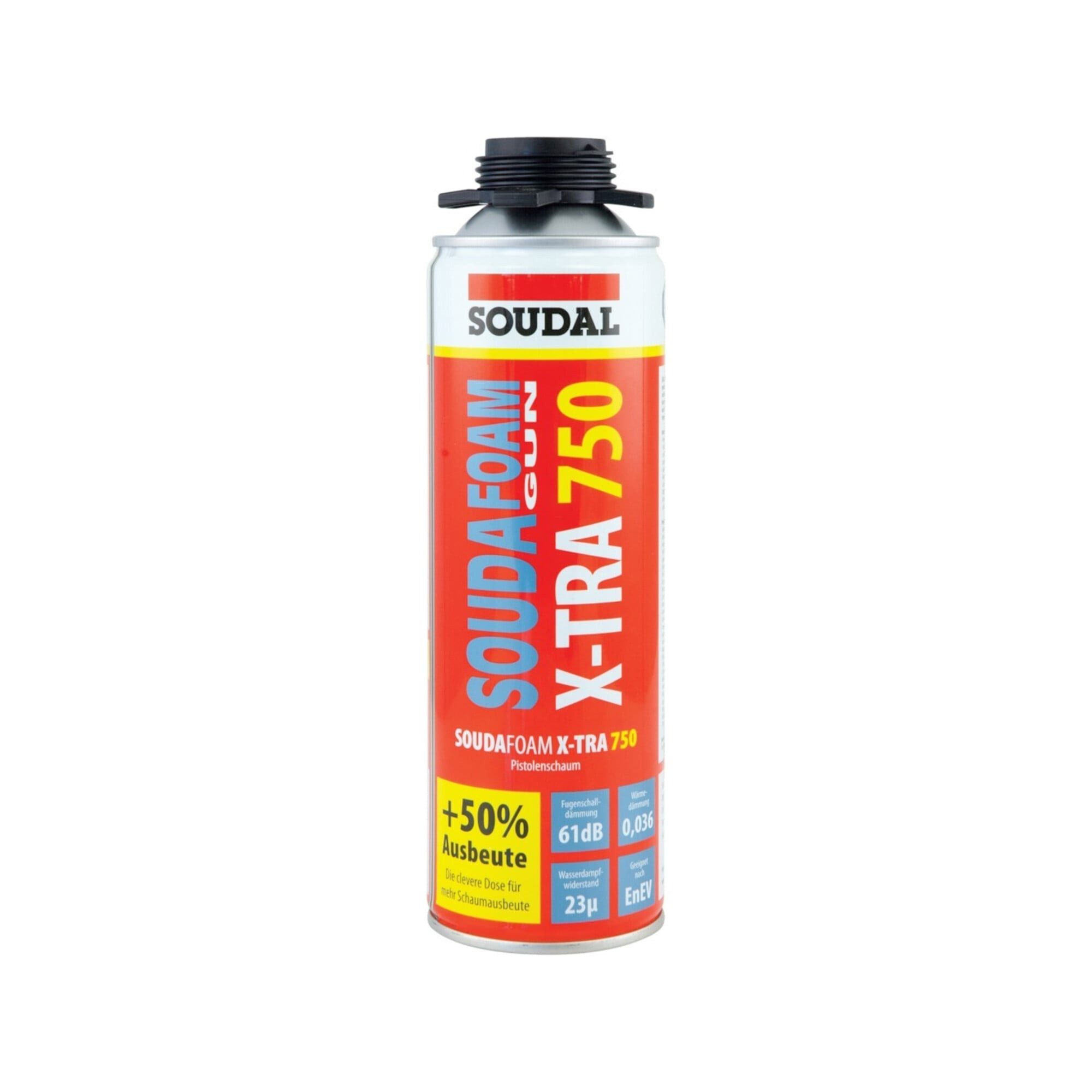 SOUDAL Bauschaumpistole Soudal 1K Montageschaum Soudafoam Gun X-tra 750 B2 Pistolenschaum grau