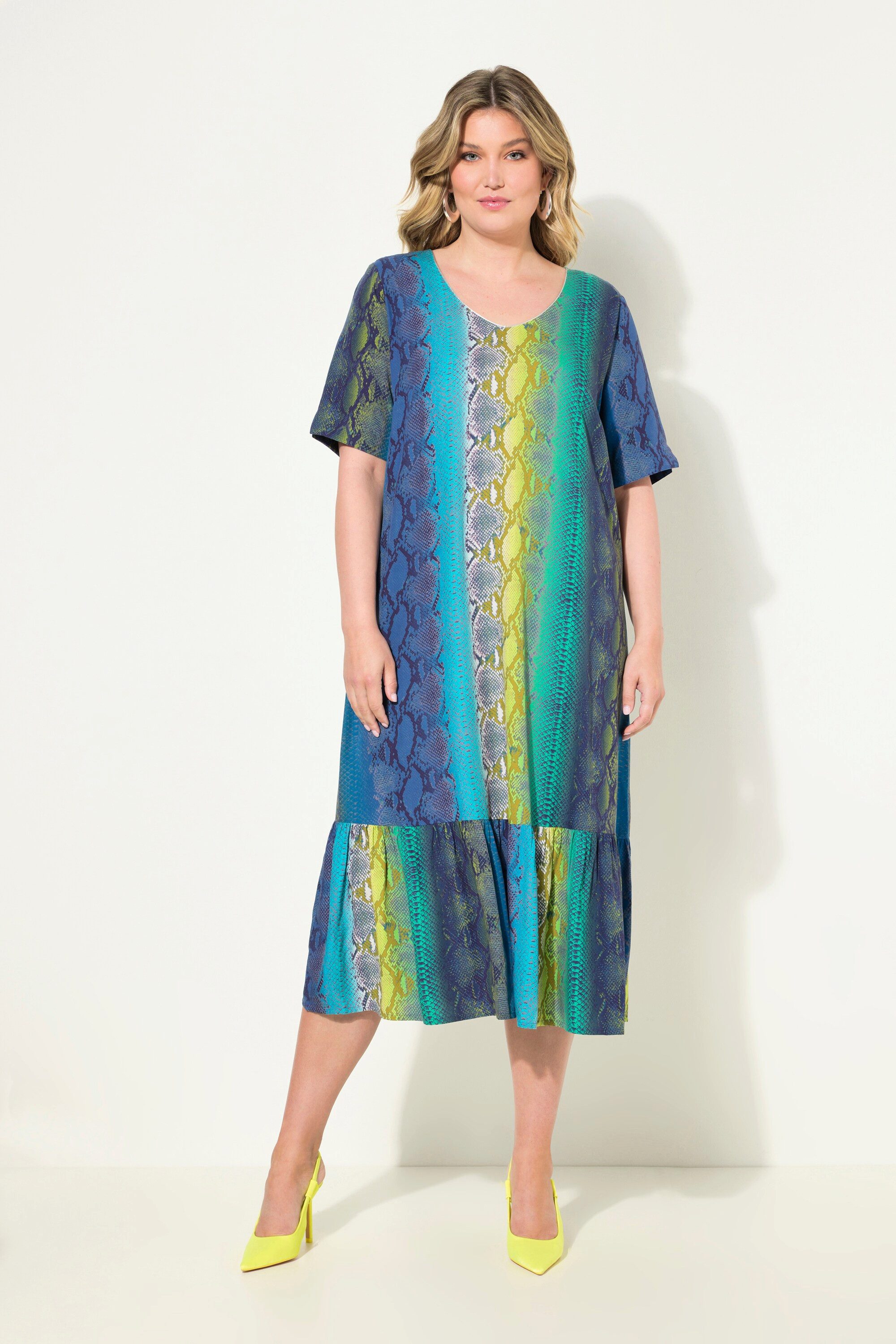 MIAMODA Jerseykleid Midikleid A-Line Schlangen-Muster Halbarm günstig online kaufen